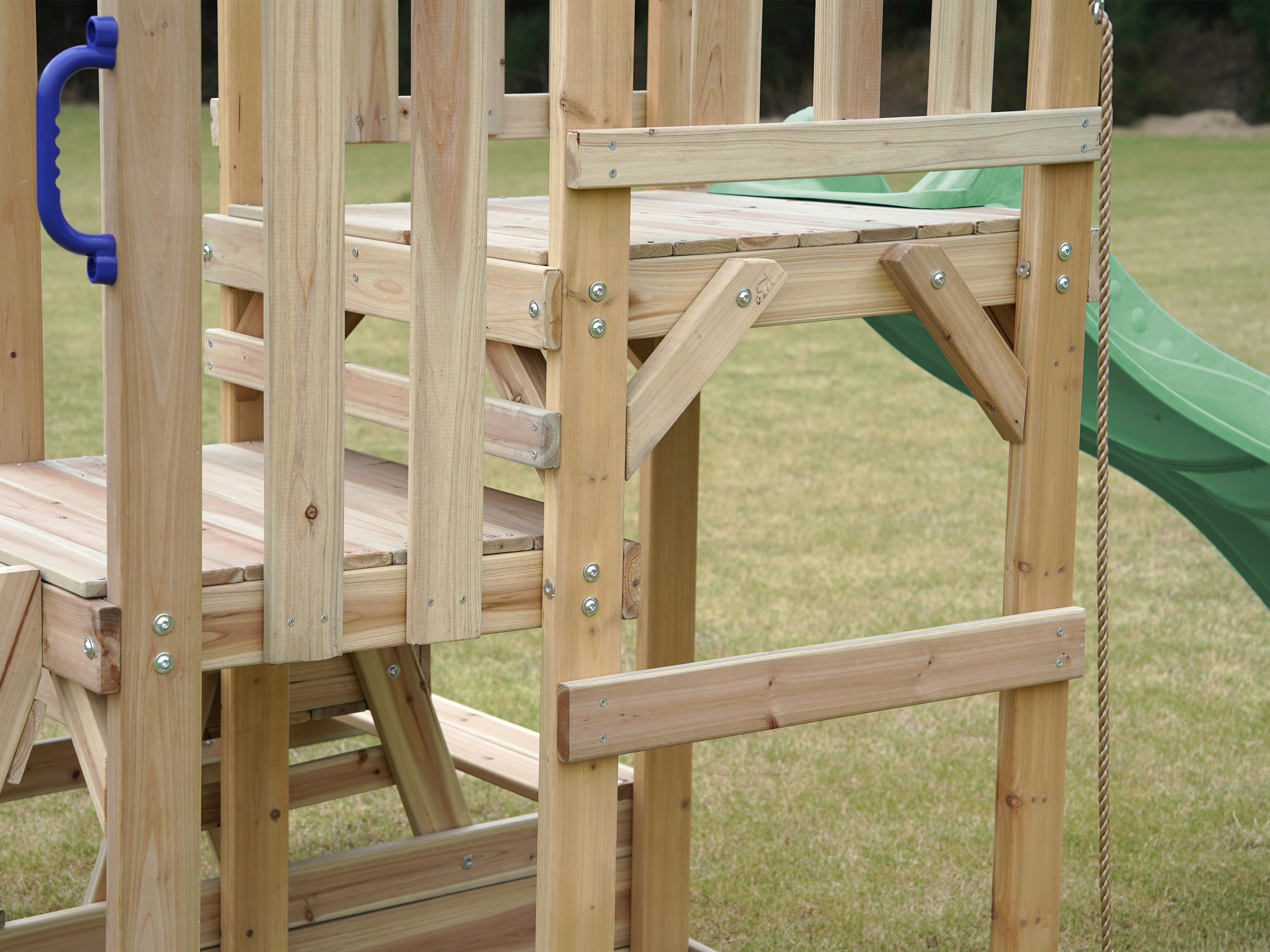 AXI Mette Climbing Frame with Double Swing Set and Picnic Table - Pastel Green Slide