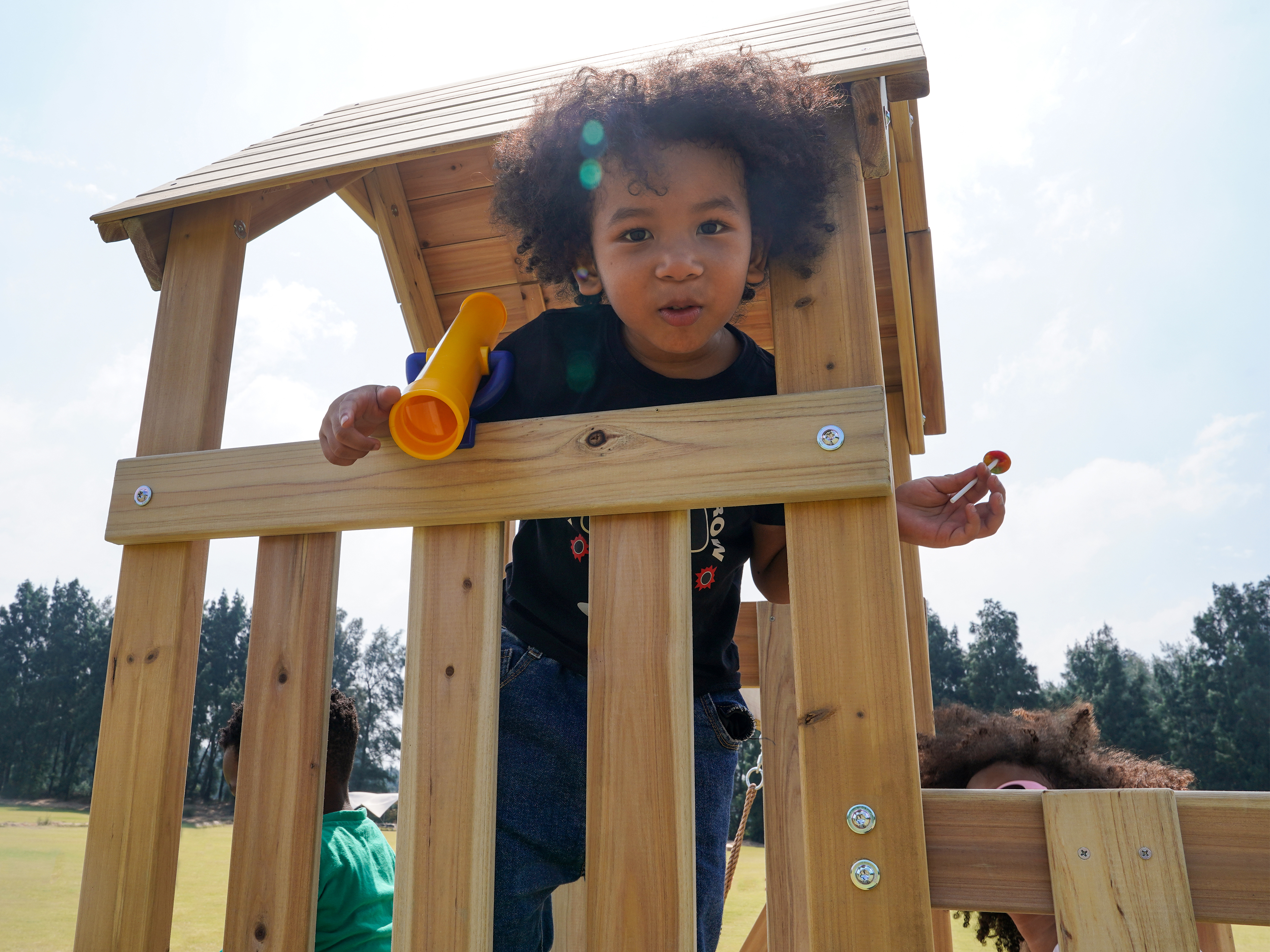 AXI Mette Playground with Double Swing Brown - Lime Green Slide 