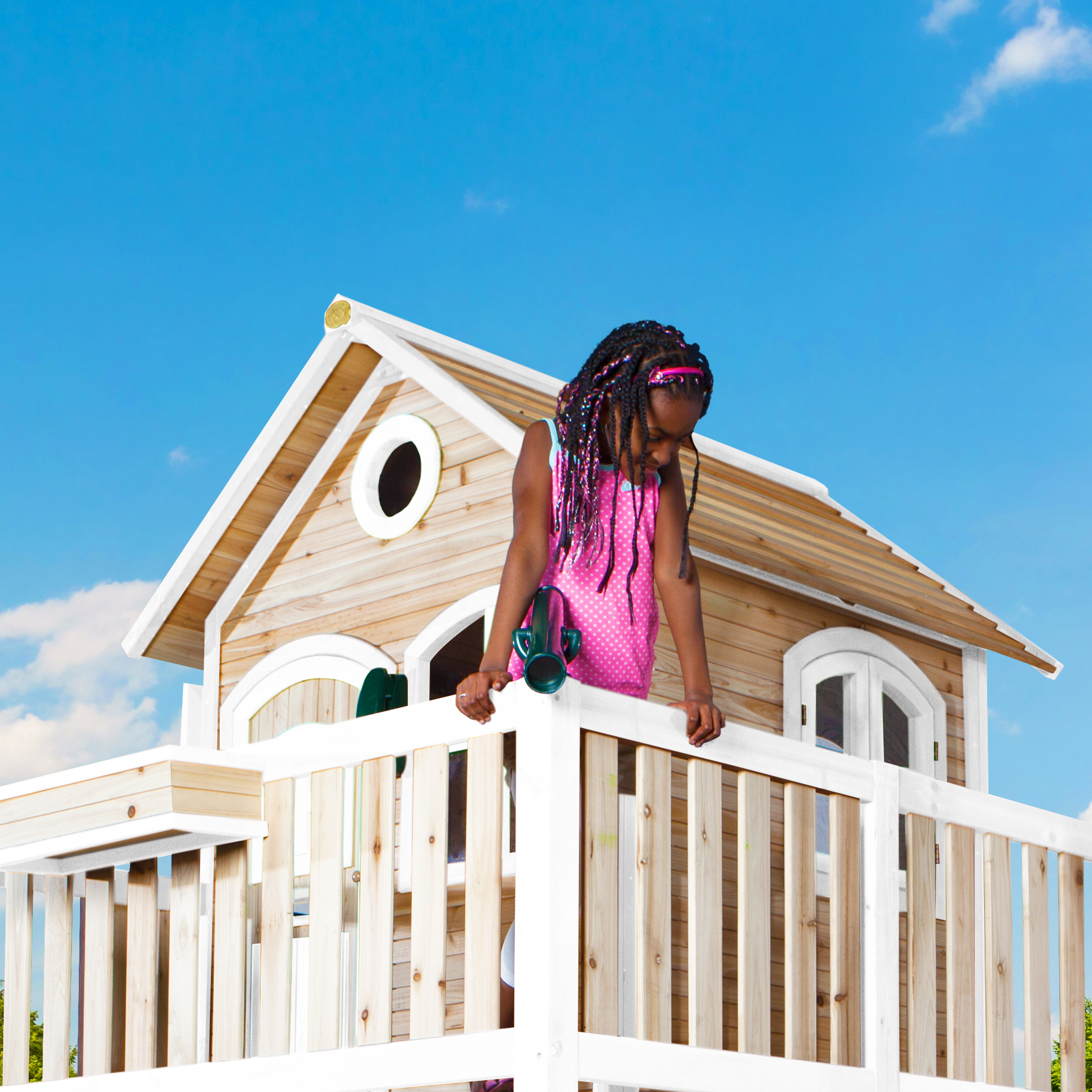 AXI Liam Playhouse with Roxy Nest Swing Set Brown/White - Purple Slide