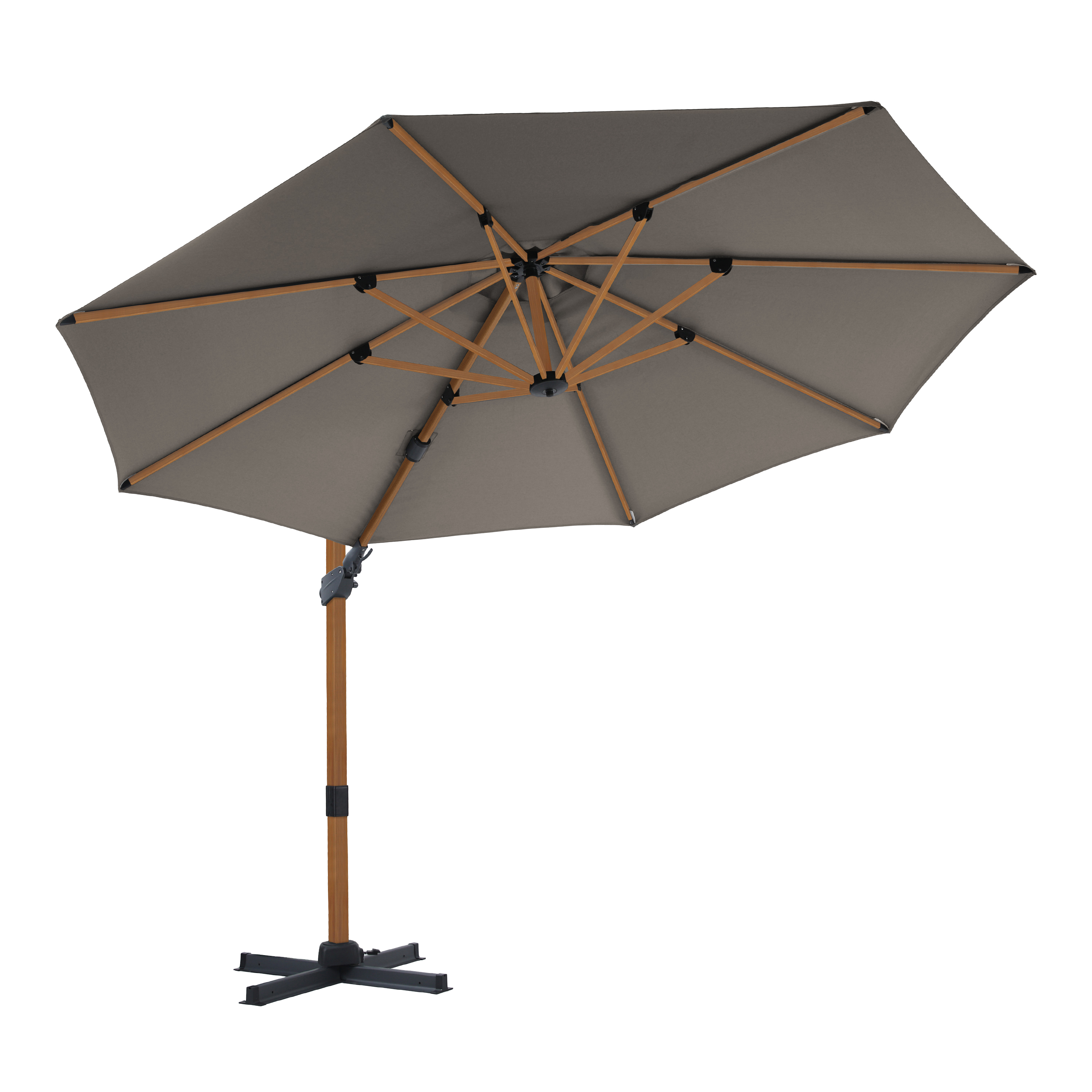 AXI Cyrus Premium Zweefparasol Ã˜ 300cm Houtlook/taupe 