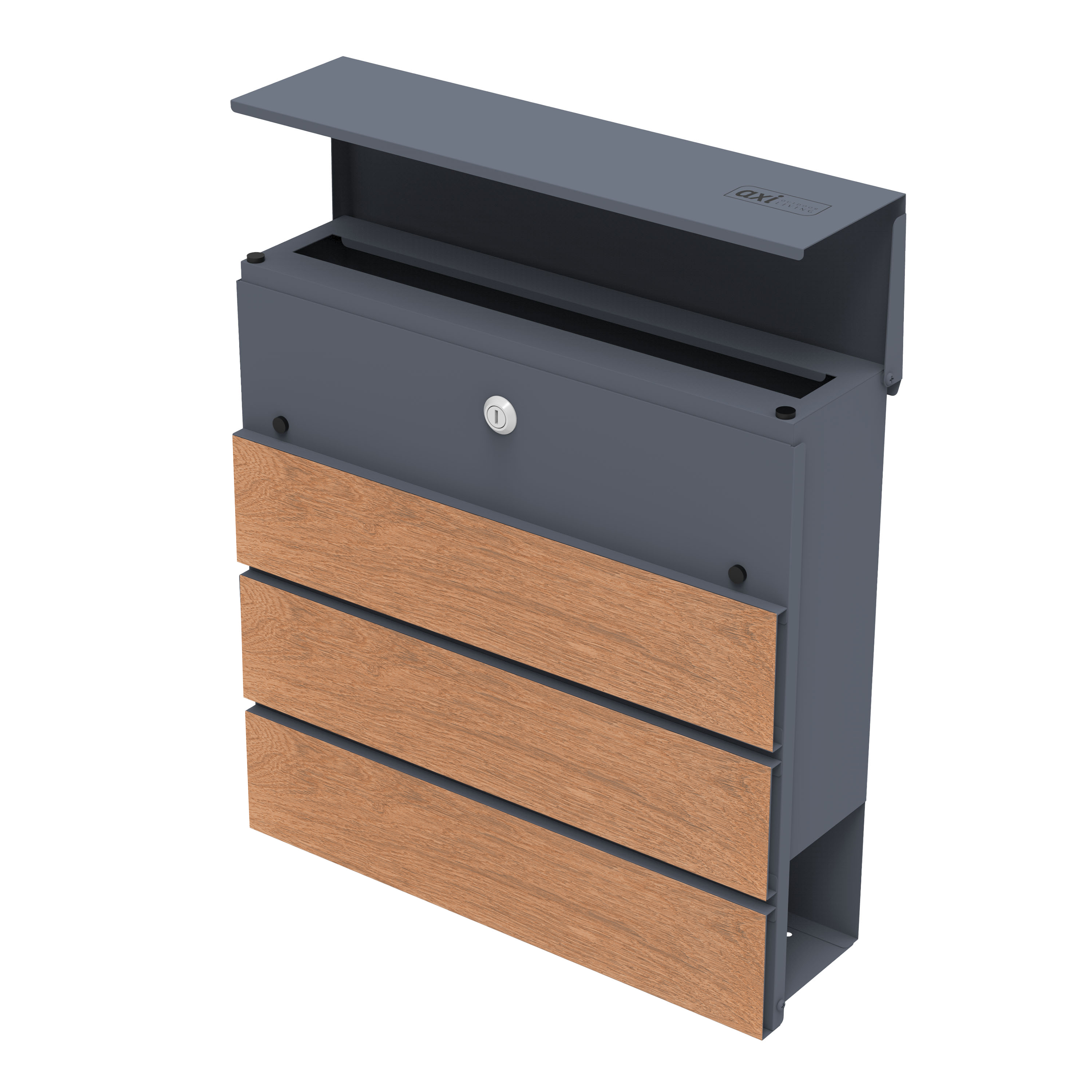 AXI Jake Metal Letterbox Anthracite/Wood Look