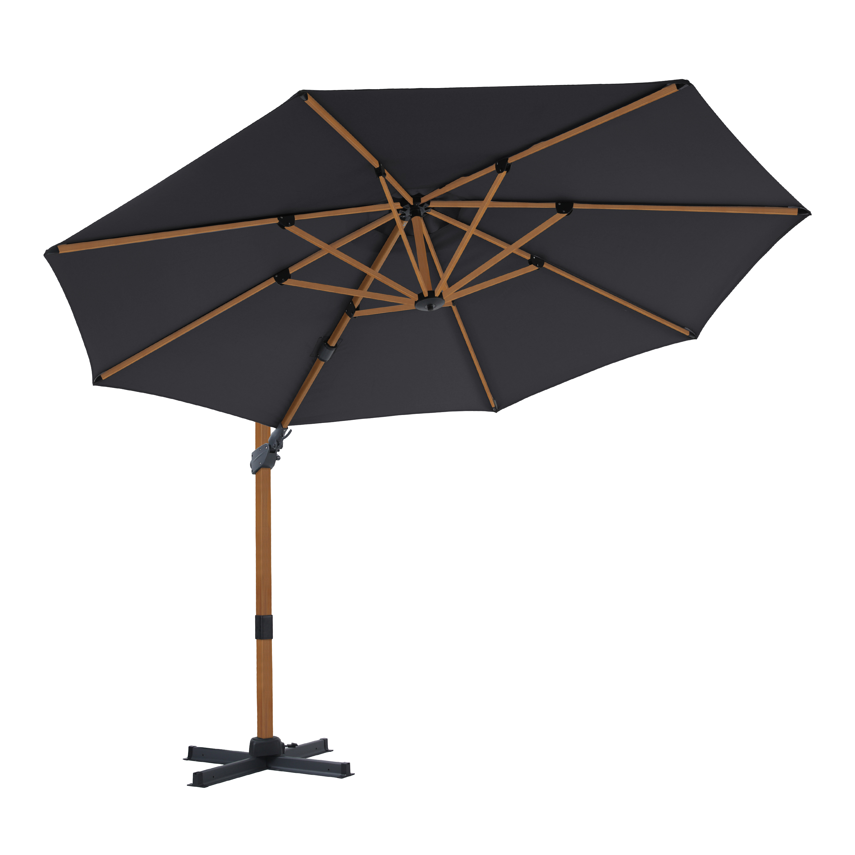 AXI Cyrus Premium Zweefparasol Ã˜ 300cm Houtlook/grijs