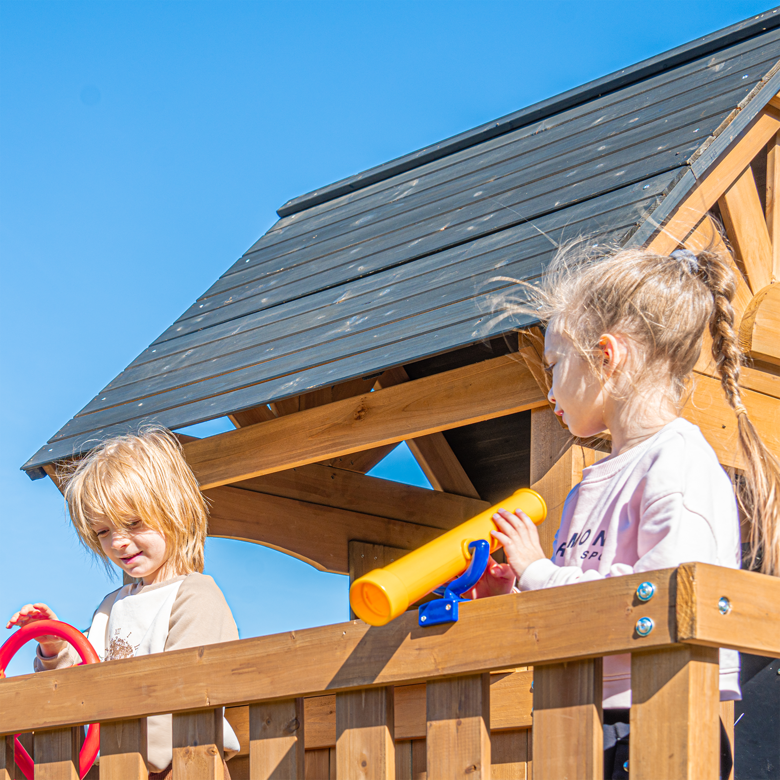 AXI Jack Climbing Frame with Double Swing and Trapeze – Blue Slide