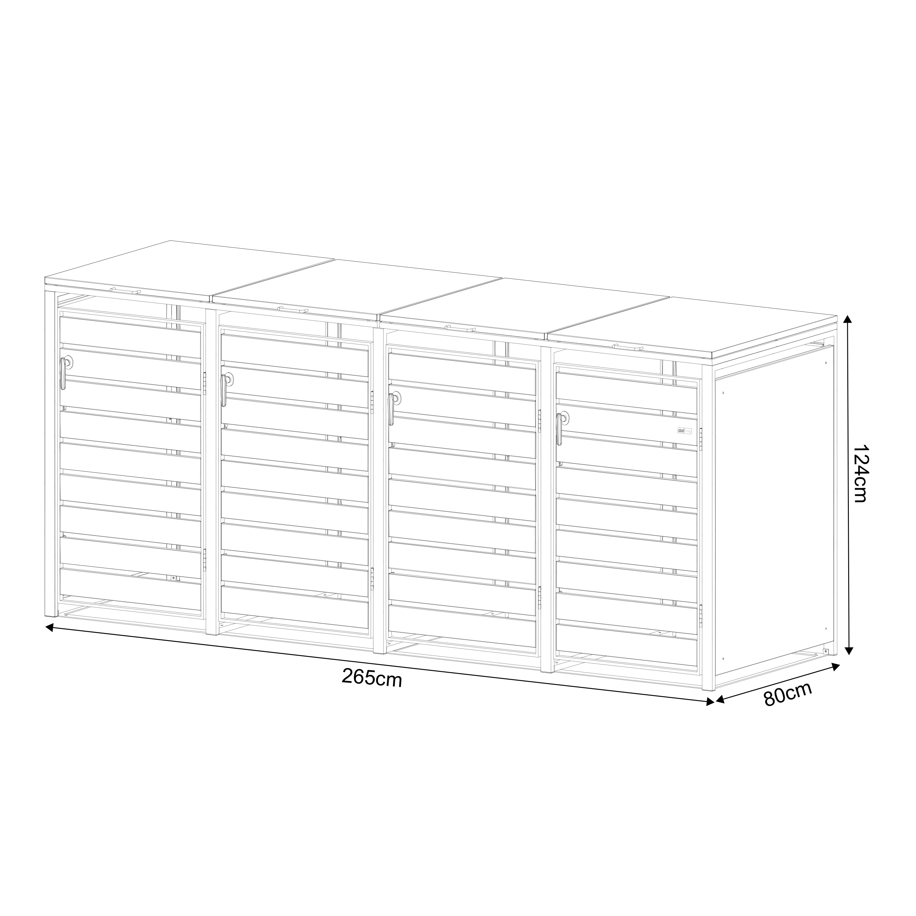 AXI Leon Metal Garbage Bin Shed with Planter - 4 Garbage Bins