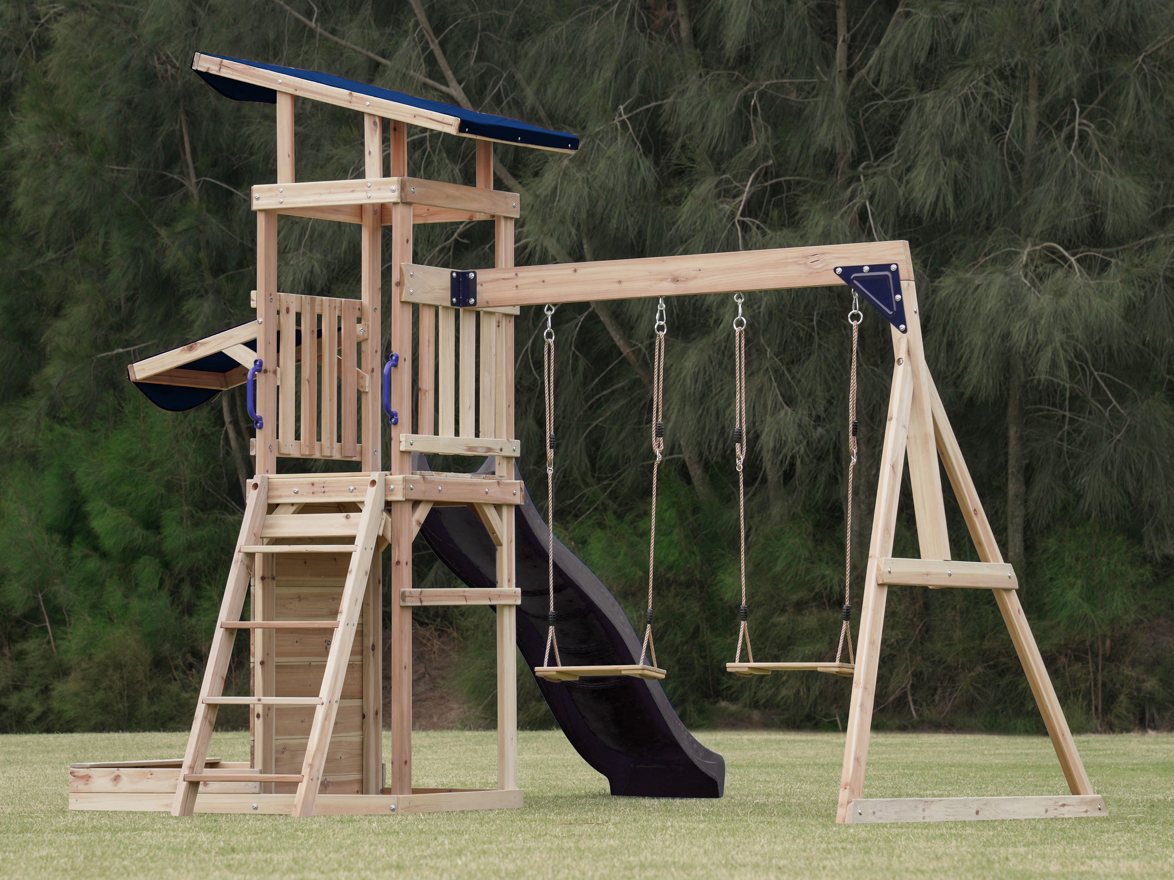 AXI Malik Play Set with Double Swing Brown - Grey Slide 