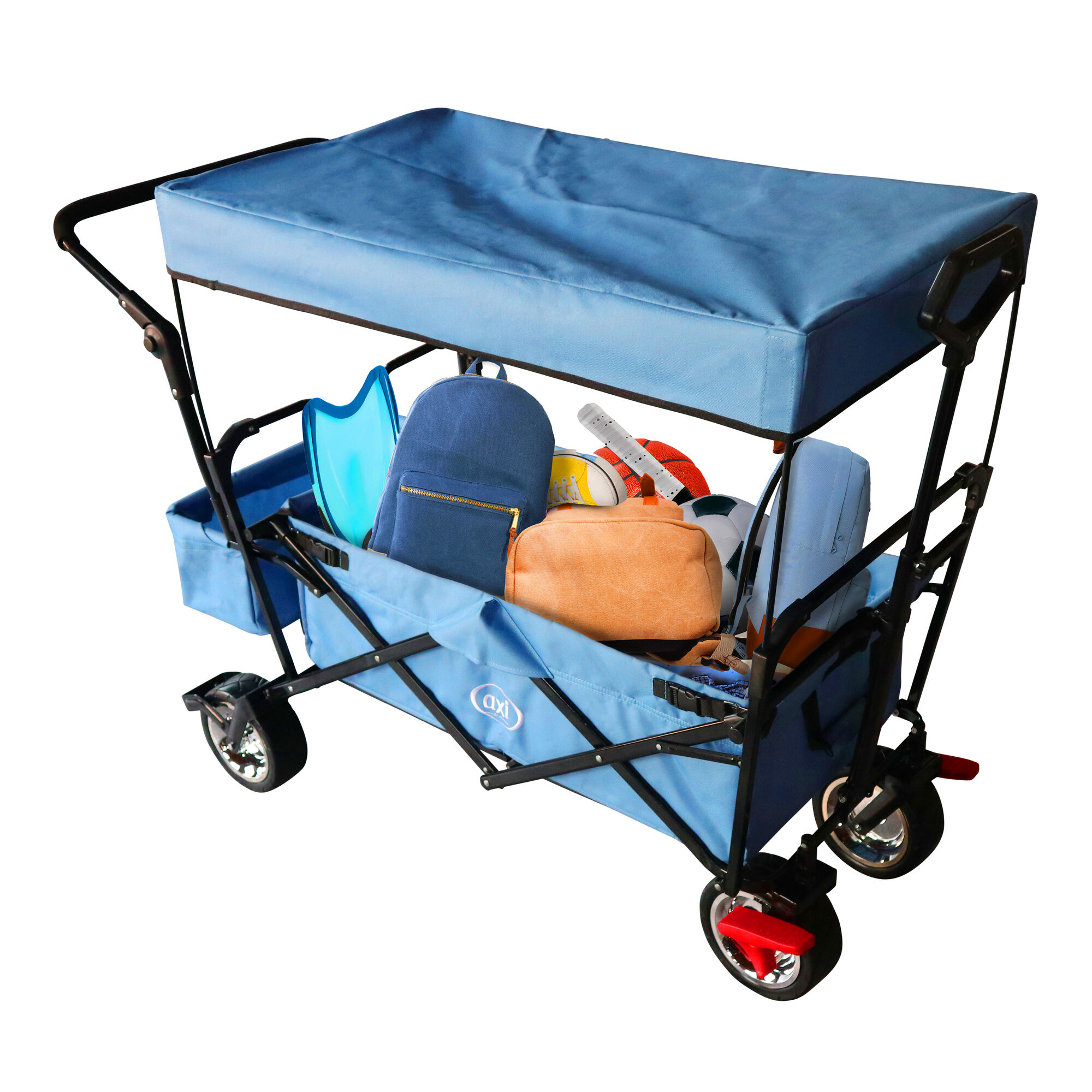 AXI AB210 Opvouwbare Bolderwagen met dak. tas. rem en duwstang Blauw