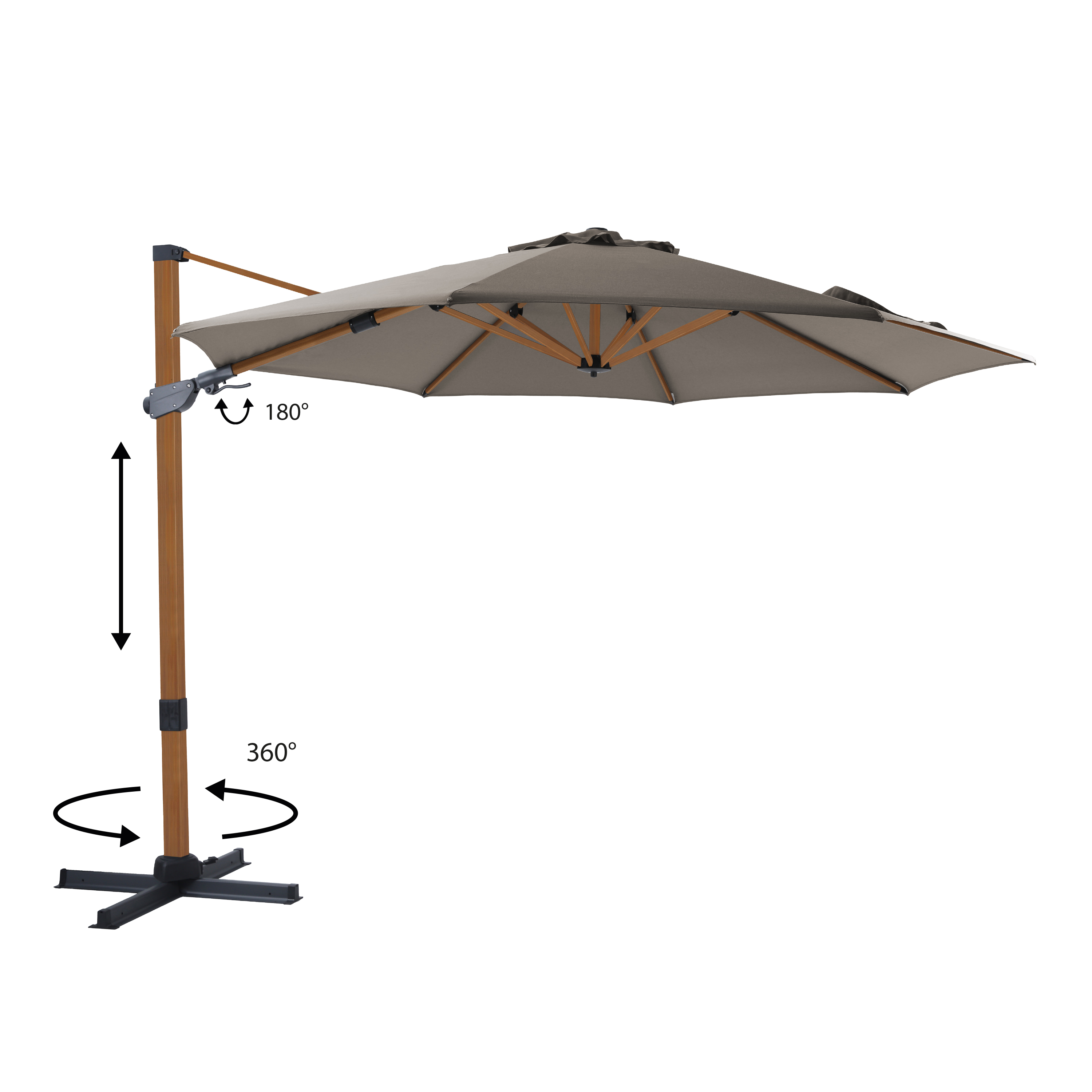 AXI Cyrus Premium Zweefparasol Ã˜ 300cm Houtlook/taupe 