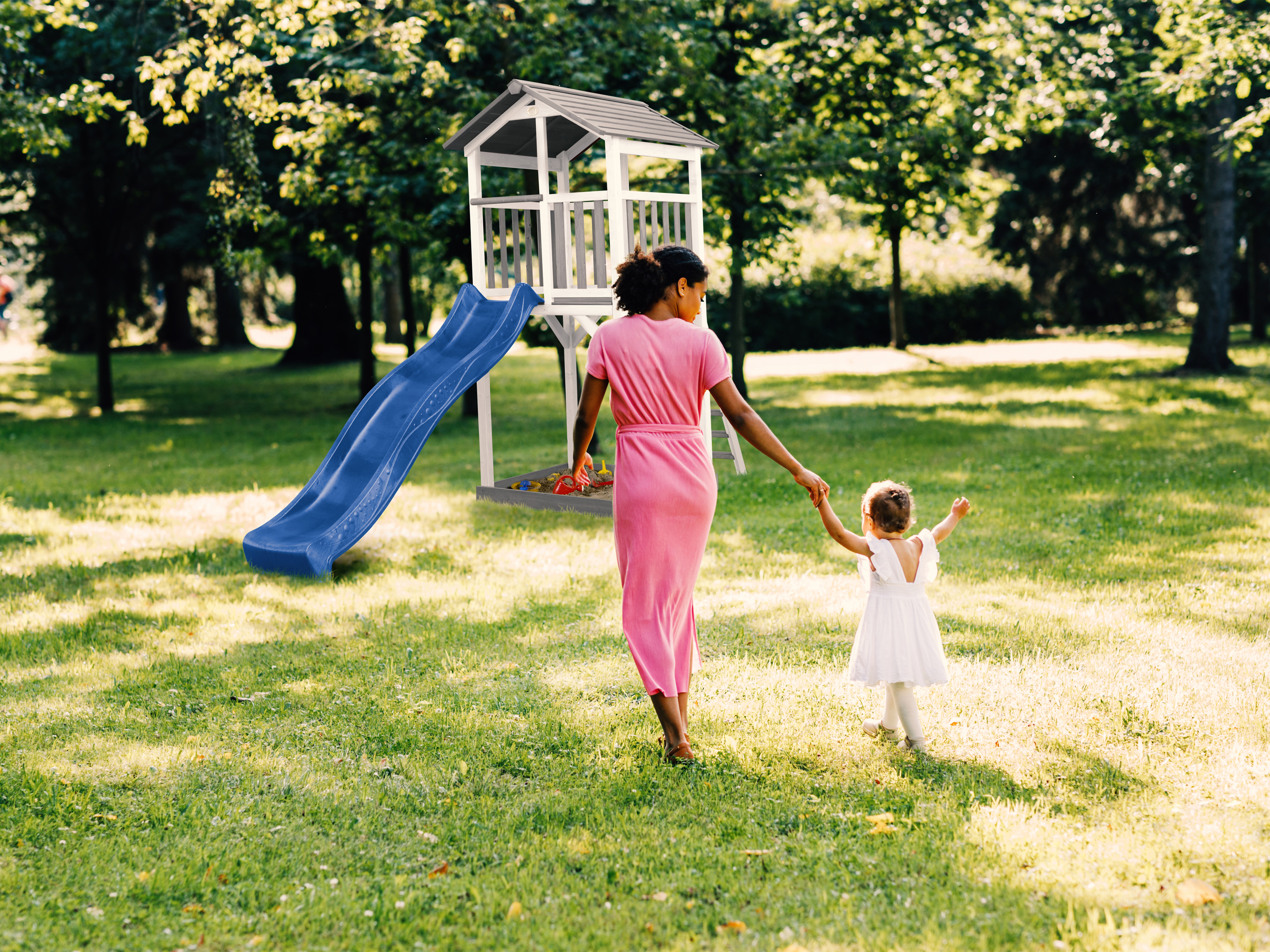 AXI Beach Tower Grey/White - Blue Slide
