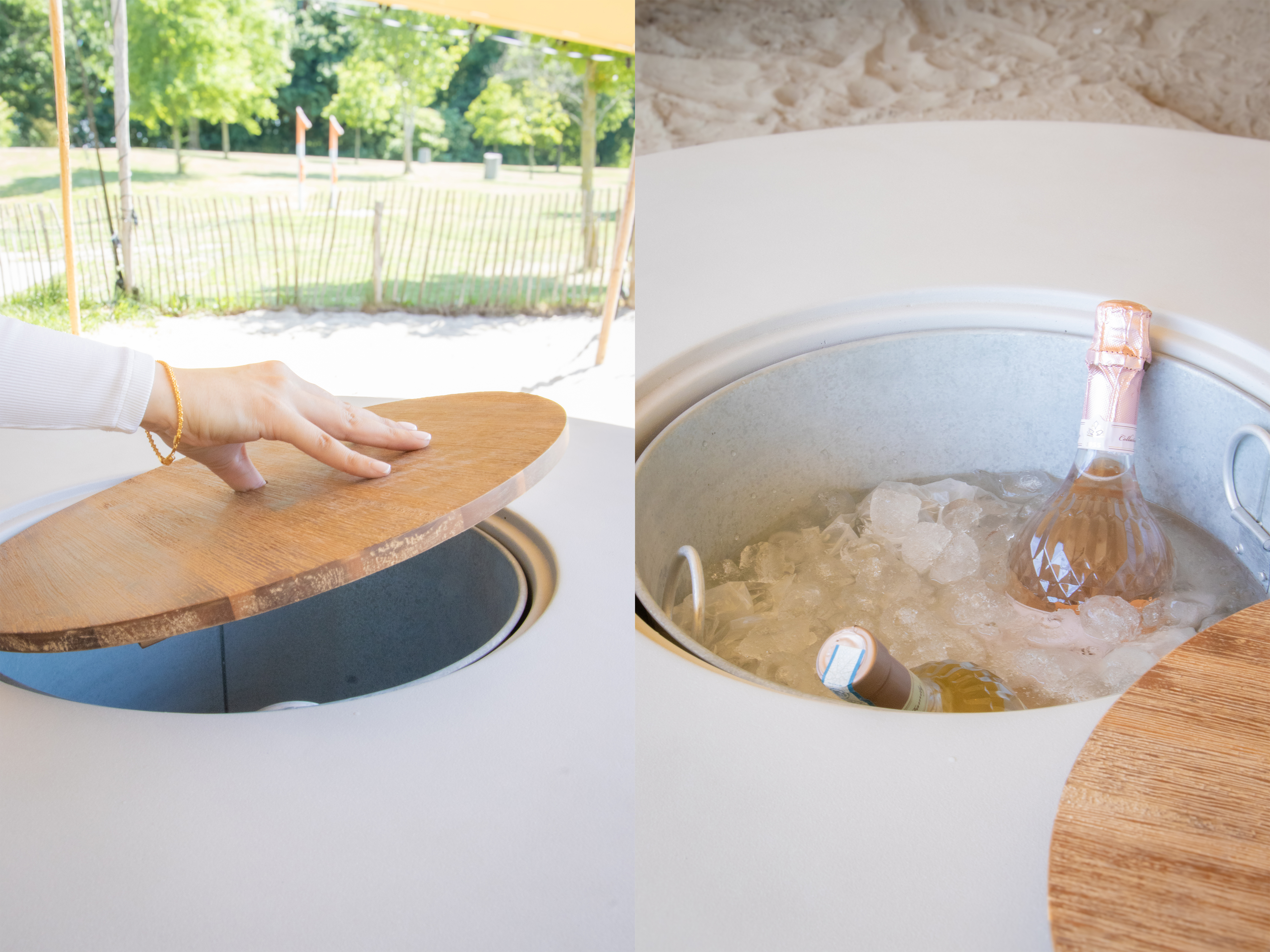 AXI Brandon 2-in-1 Bar Table / Side Table & Cooler – Limestone-Look