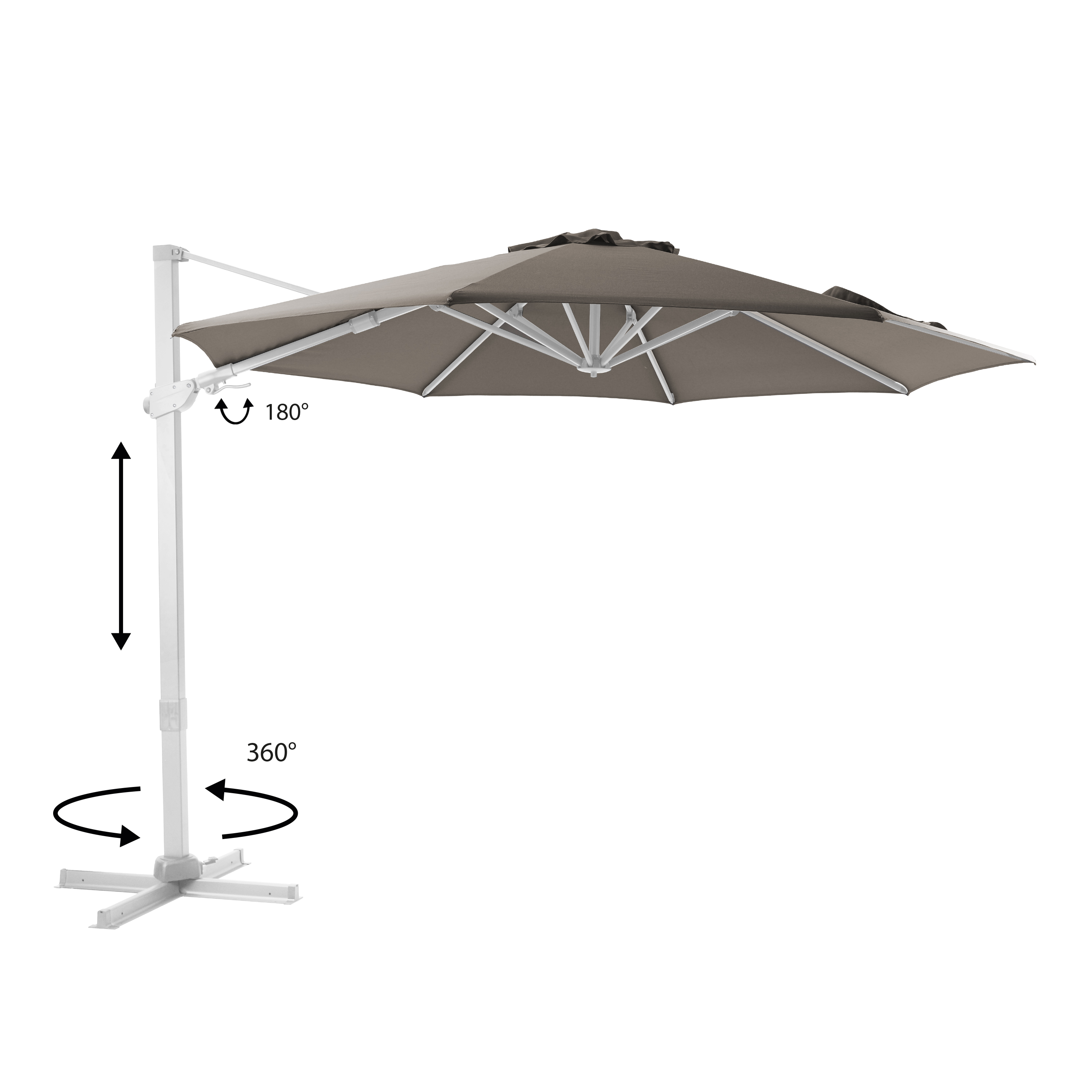 AXI Cyrus Premium Zweefparasol Ã˜ 300cm Wit/taupe