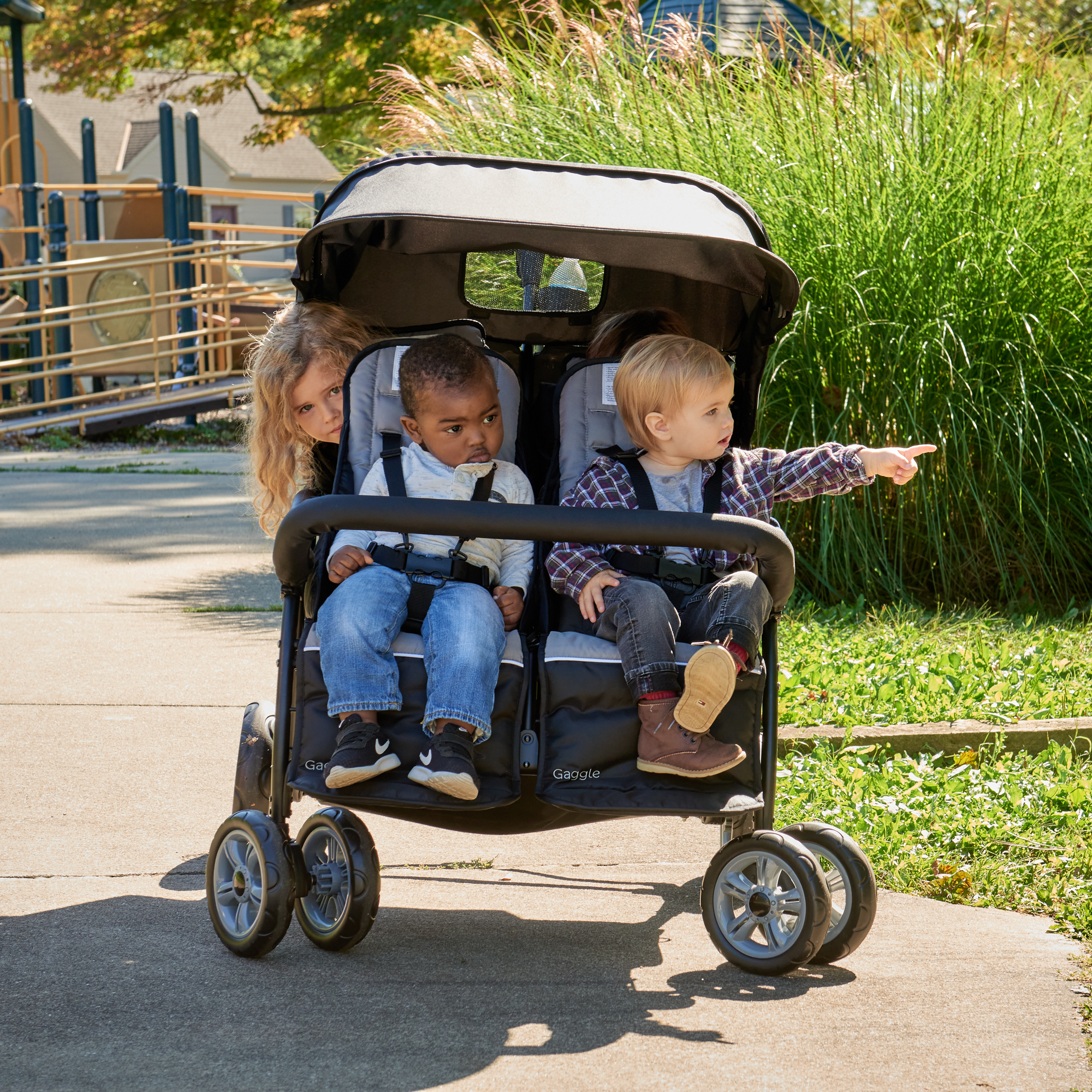 Gaggle Odyssey 4x4 Quad Stroller for 4 Children - Black-0849801001157 Gaggle Odyssey 4x4 Quad Stroller for 4 Children - Black