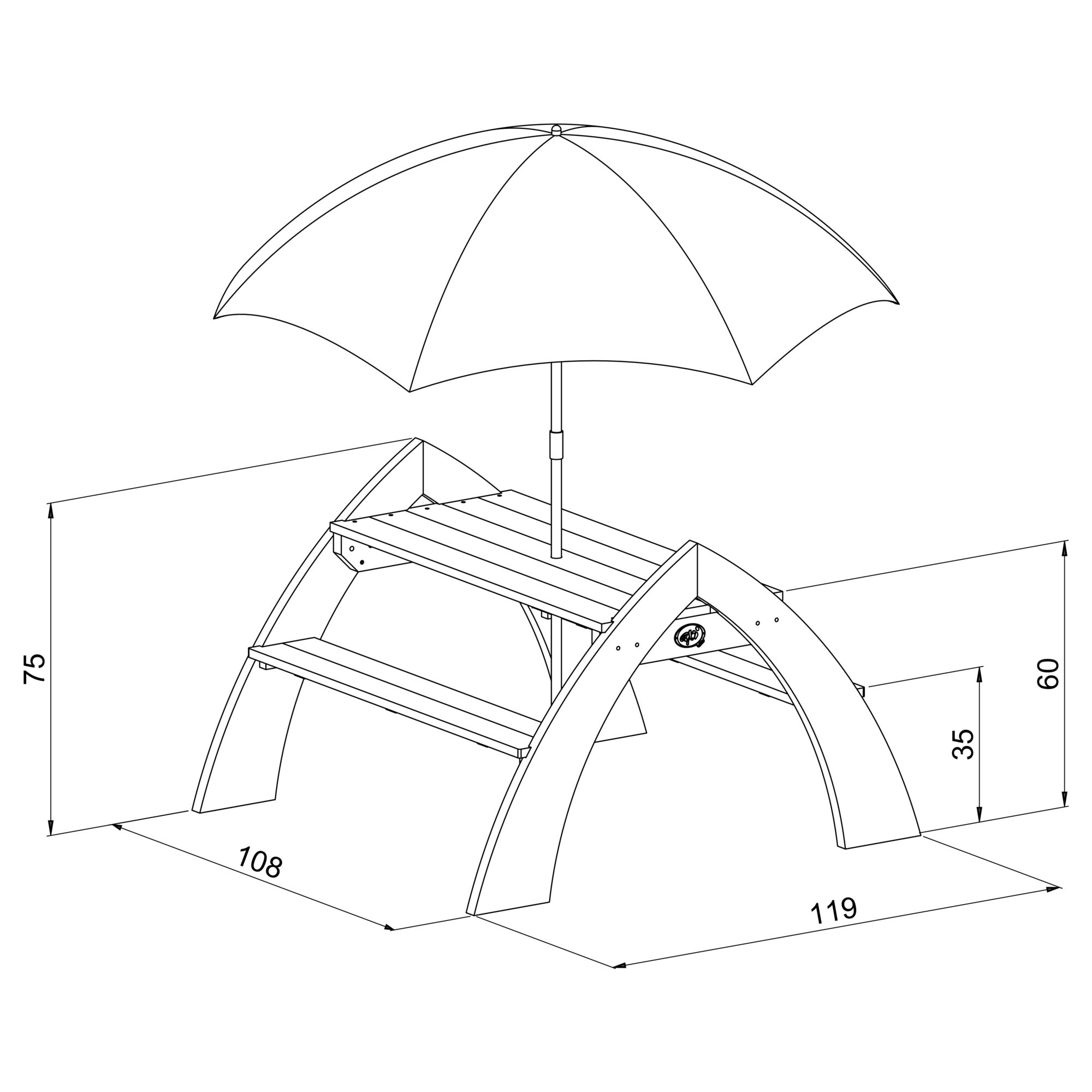AXI Kylo XL Picknicktafel Grijs/wit - Parasol Blauw