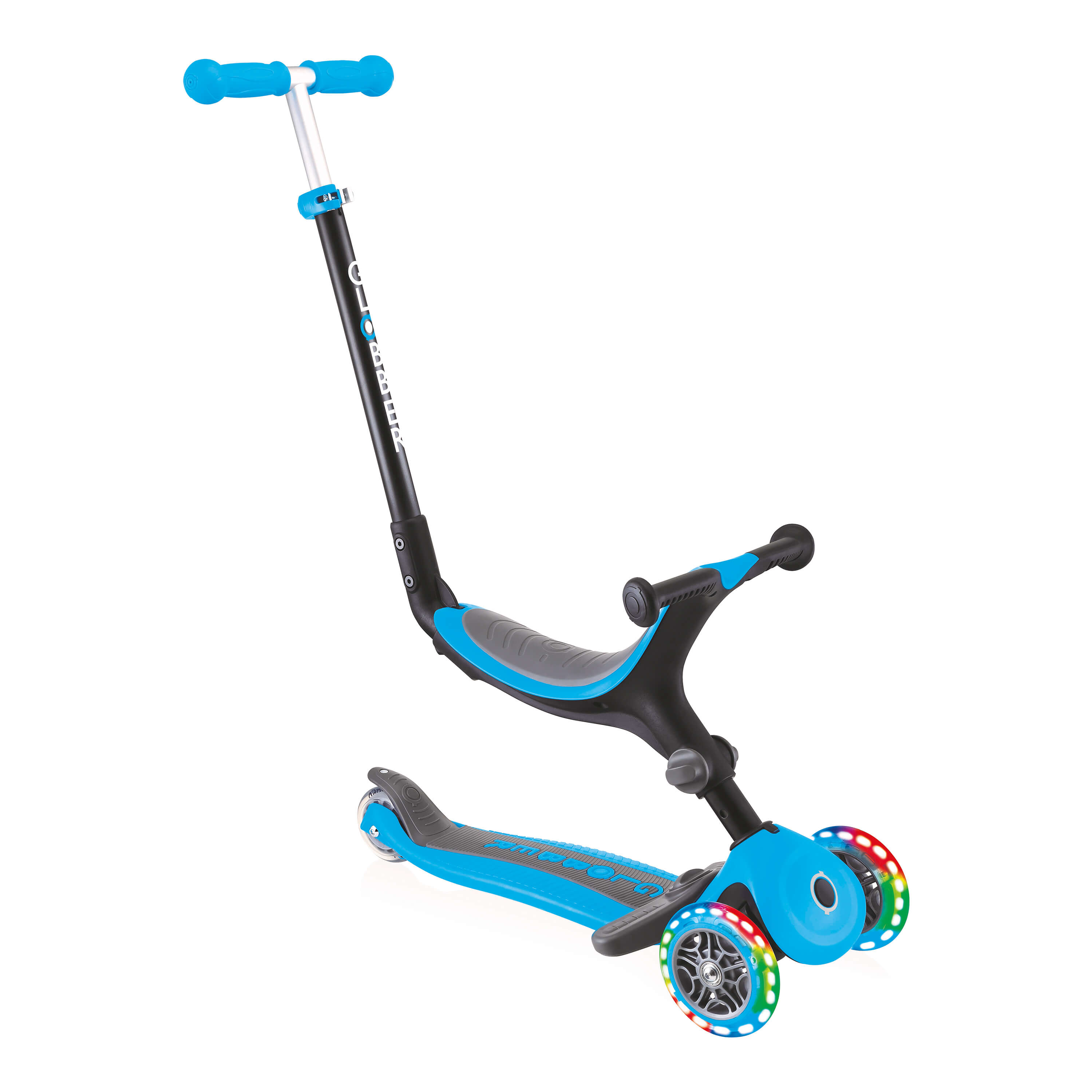 Globber Go Up Foldable Plus Lights 3-in-1 Step lucht blauw