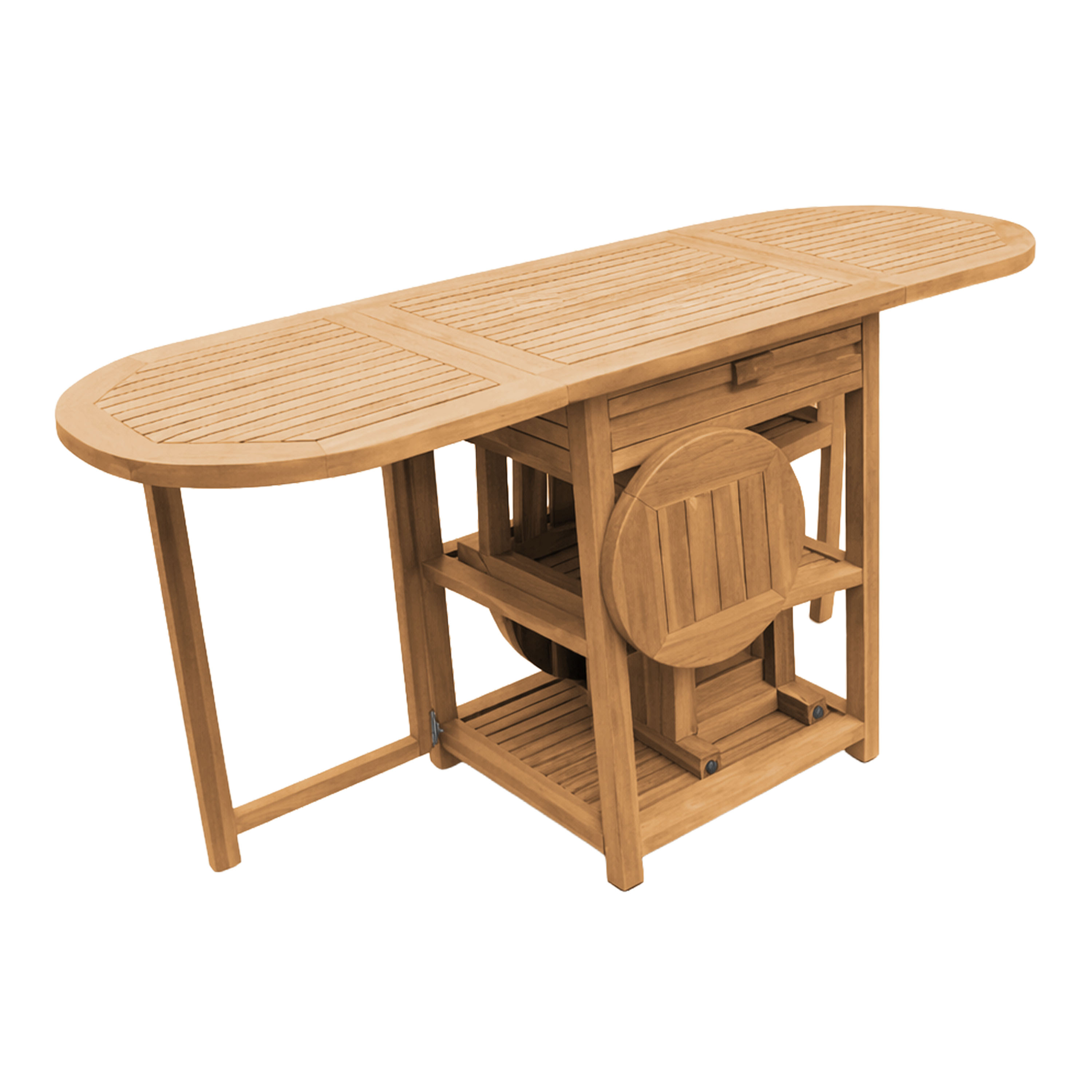 AXI Nomani Foldable Teak Low Bar Set with 2 stools