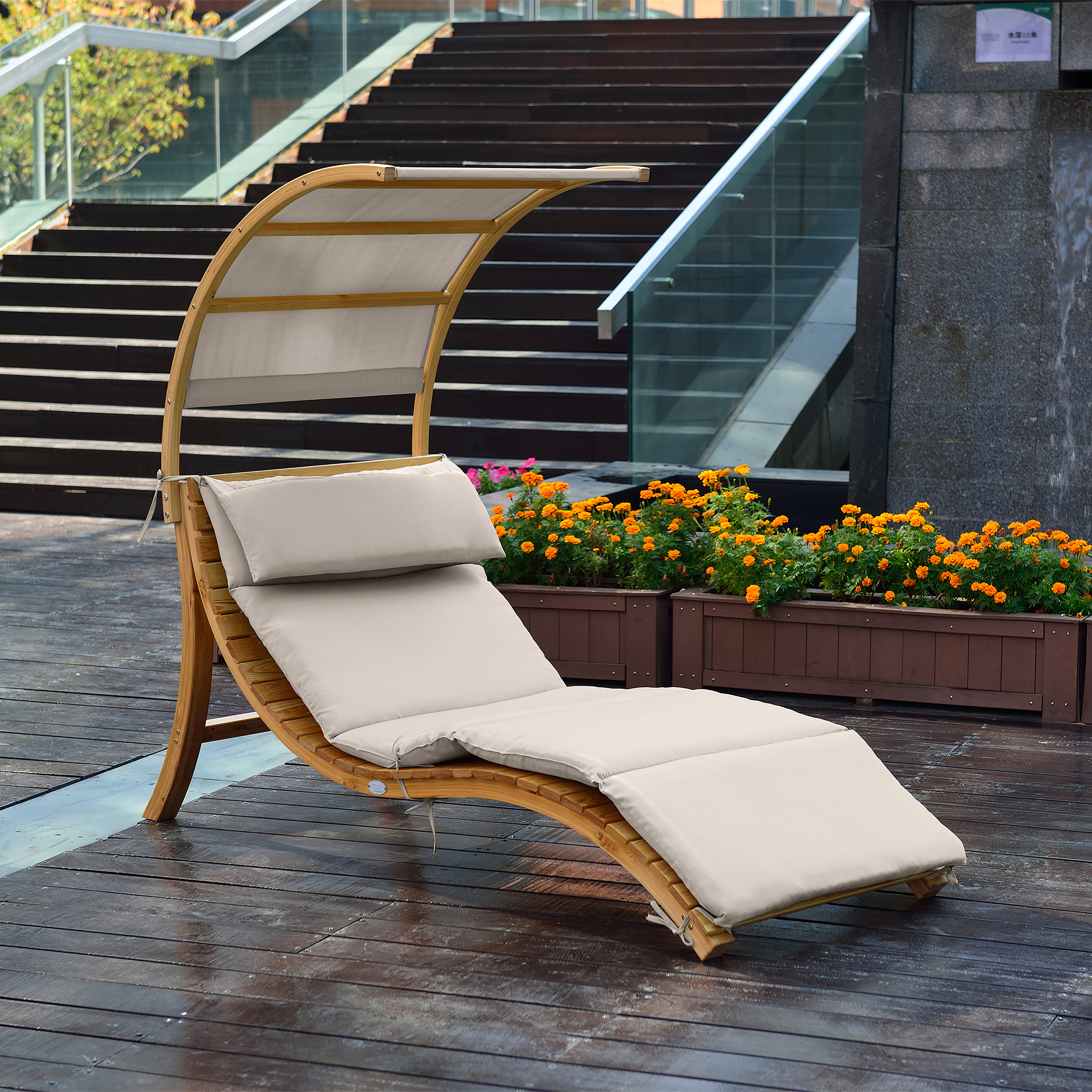 AXI Salina sun lounger with removable canopy Beige