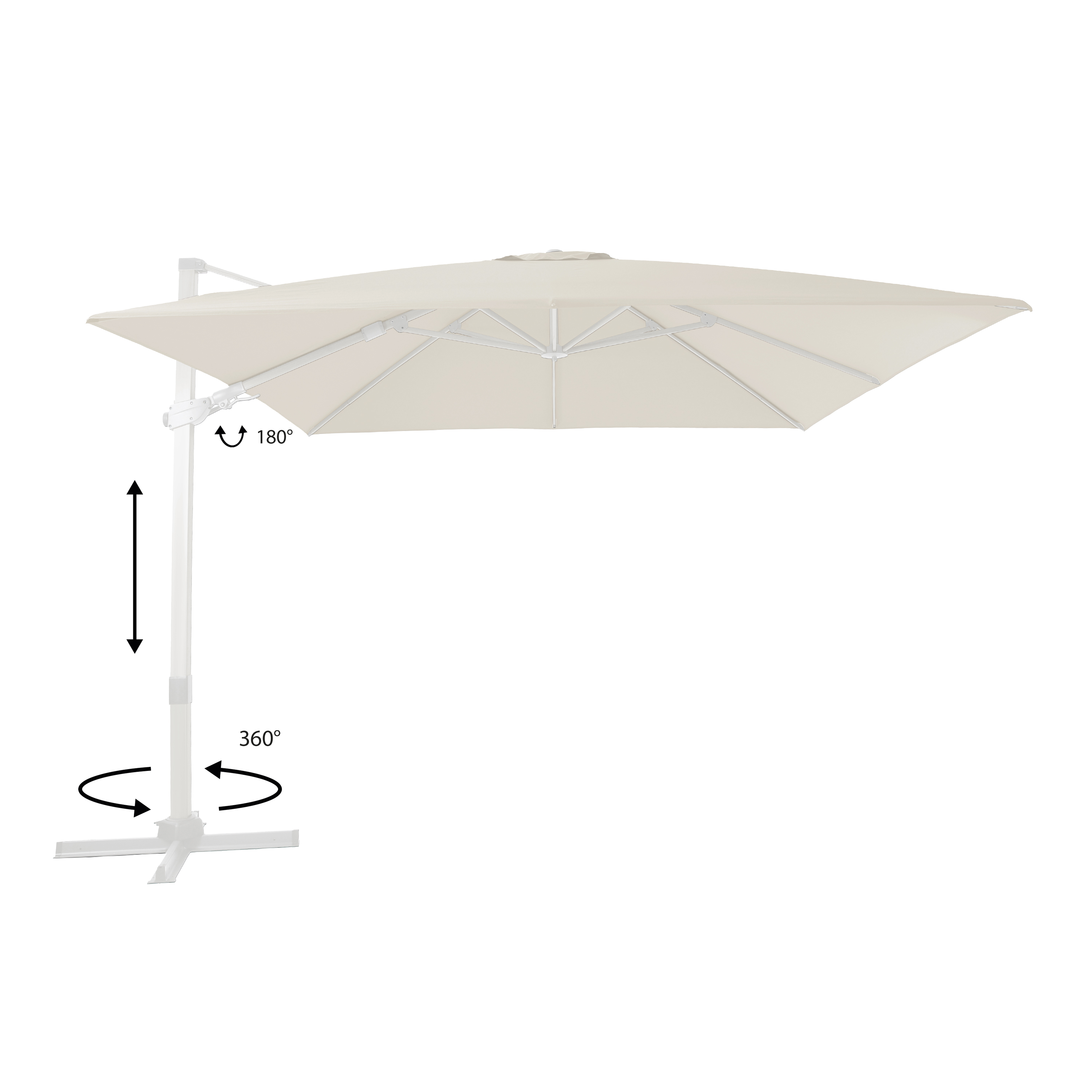 AXI Apollo Premium Zweefparasol 300x300cm Wit/Beige