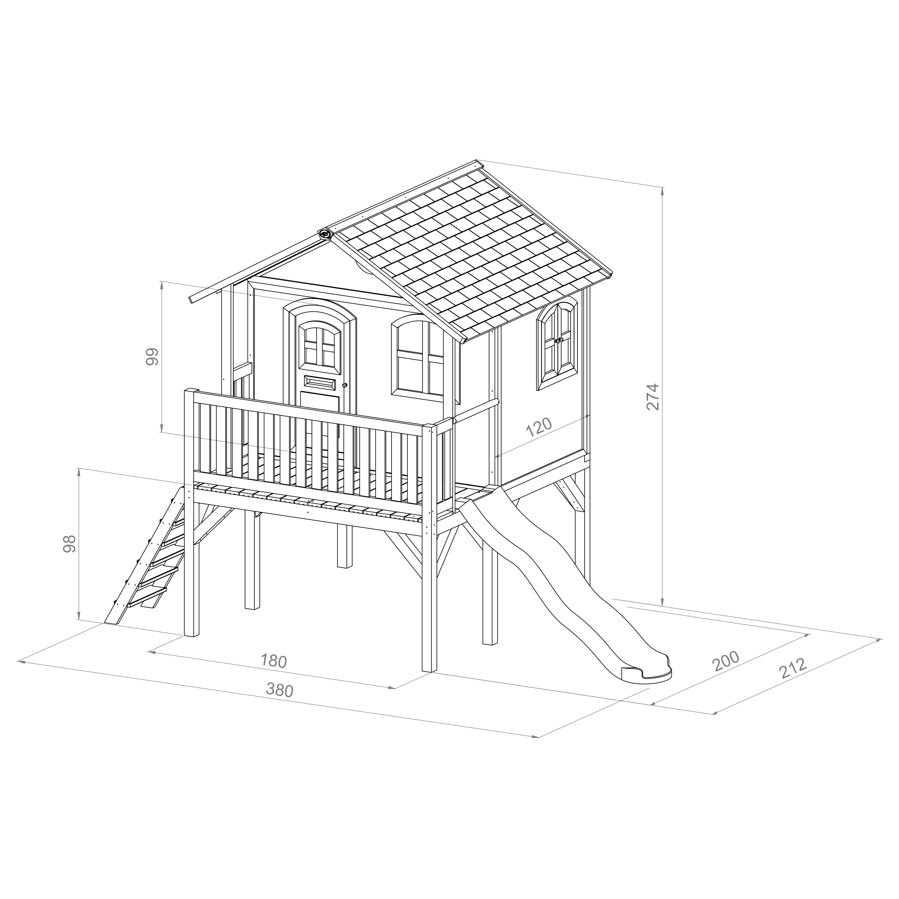 AXI Sophie Playhouse Brown/white - Green Slide  