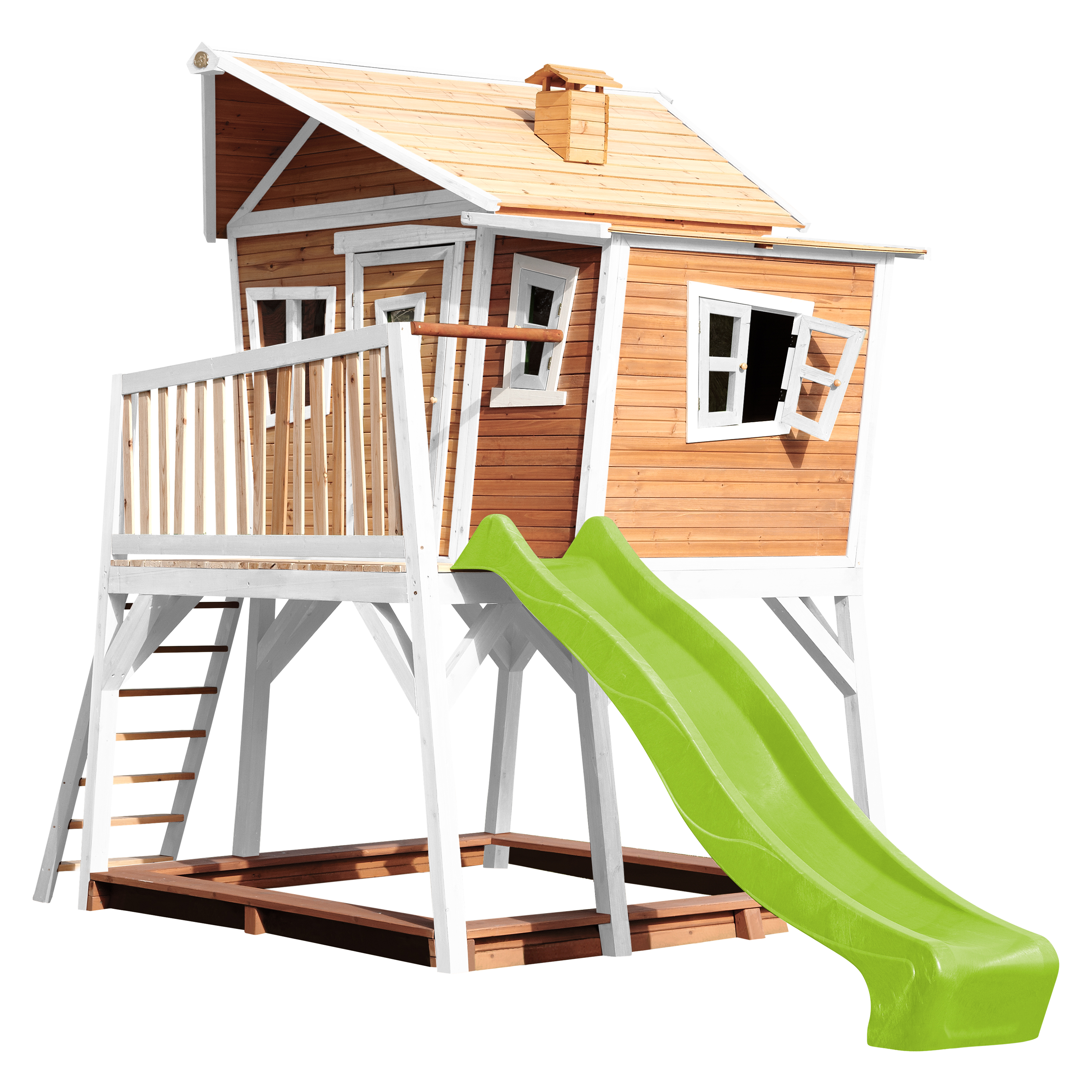 AXI Max Playhouse Brown/White - Lime Green Slide