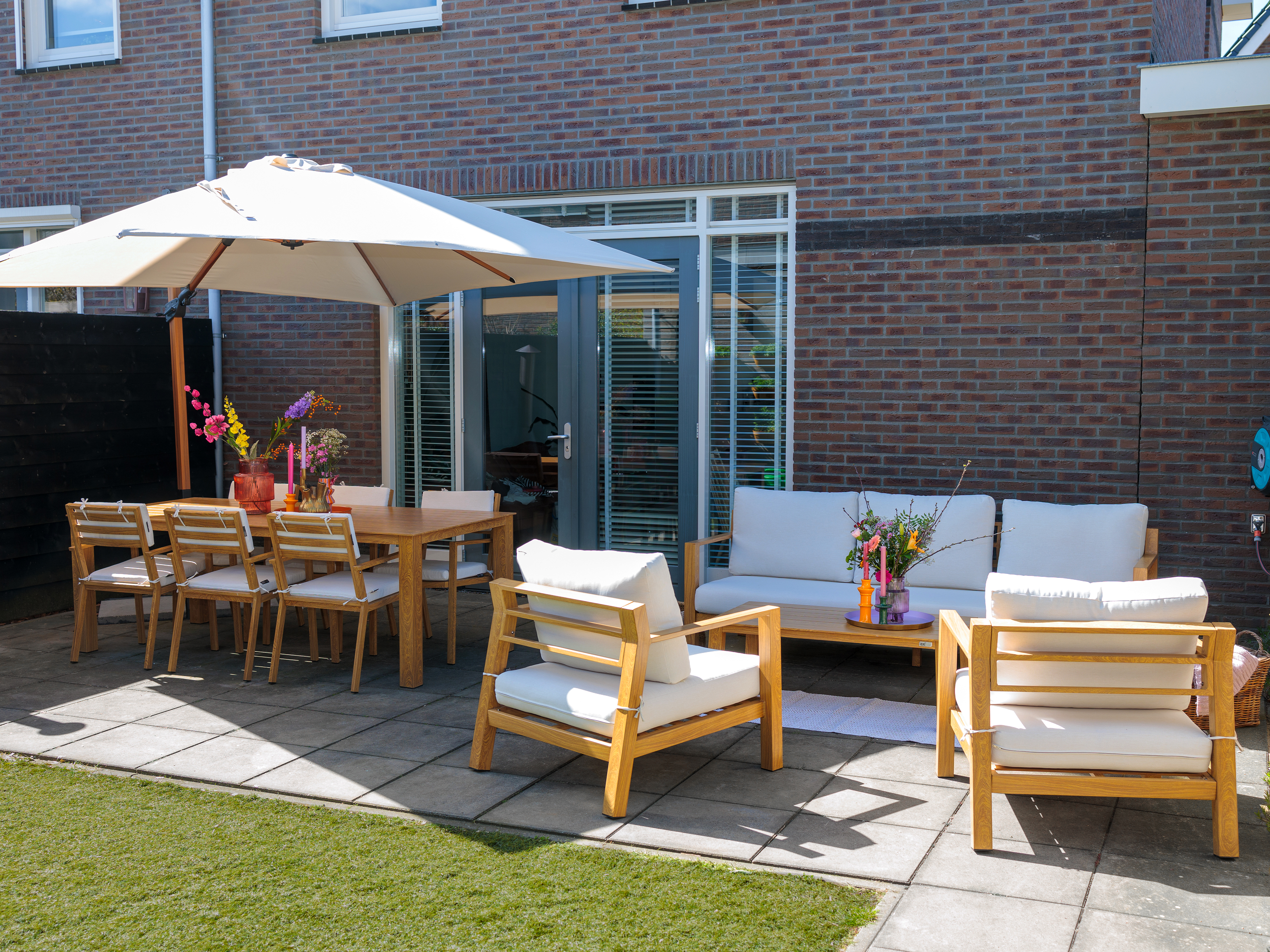 AXI Jada Garden set with 6 Chairs Wood-look/beige-8720365063954 AXI Jada Garden set with 6 Chairs Wood-look/beige