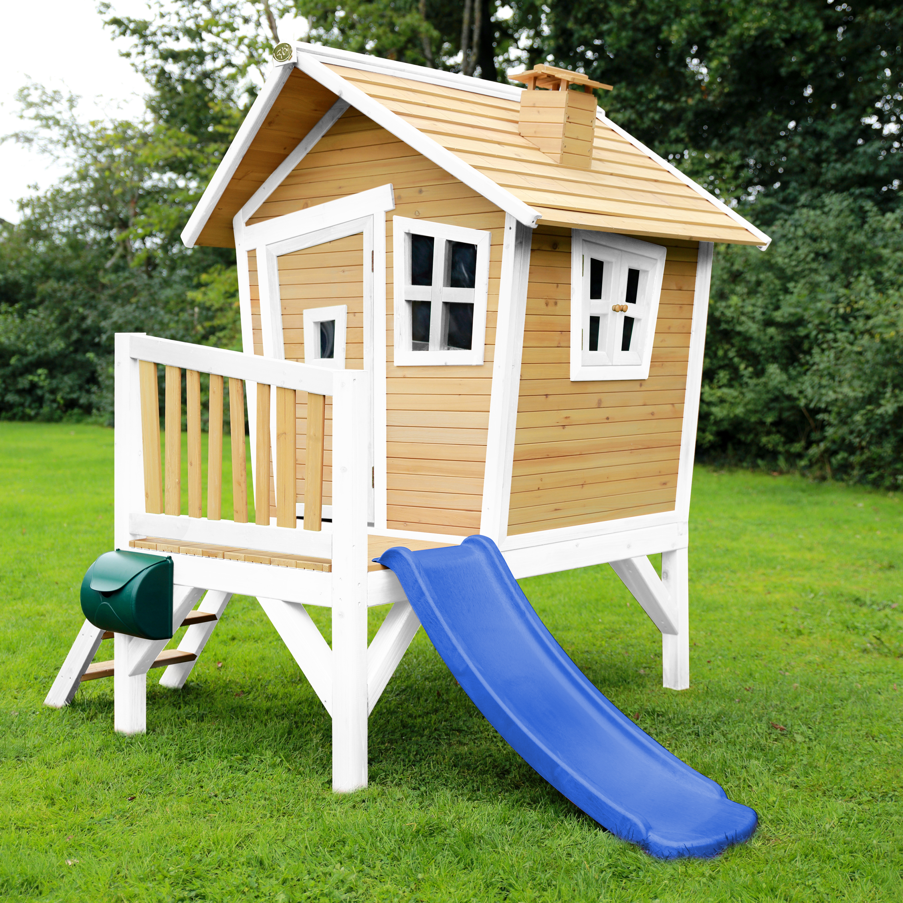 AXI Robin Playhouse Brown/White - Blue Slide