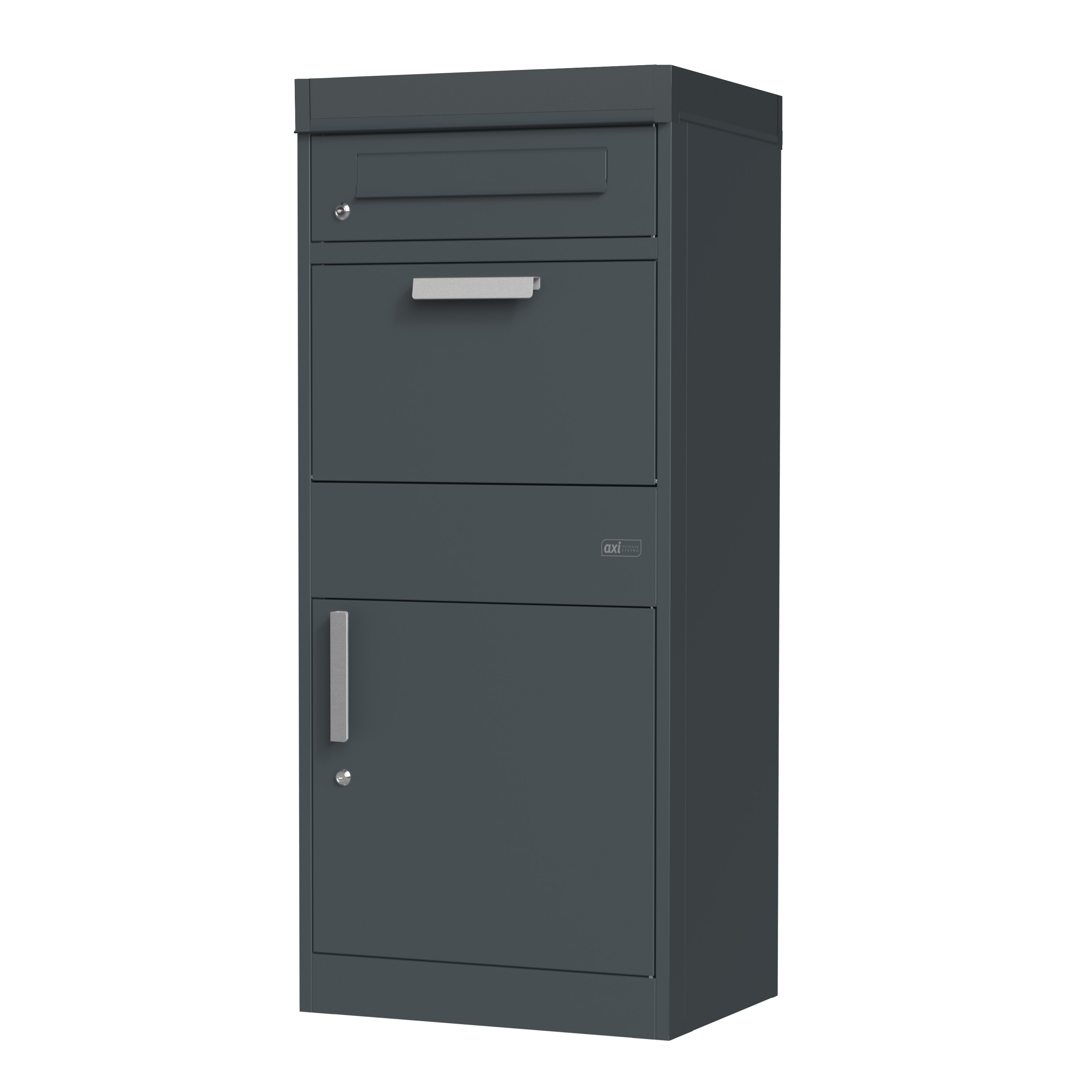AXI Levi Metal Parcel Mailbox in Anthracite/Wood Look with Planter