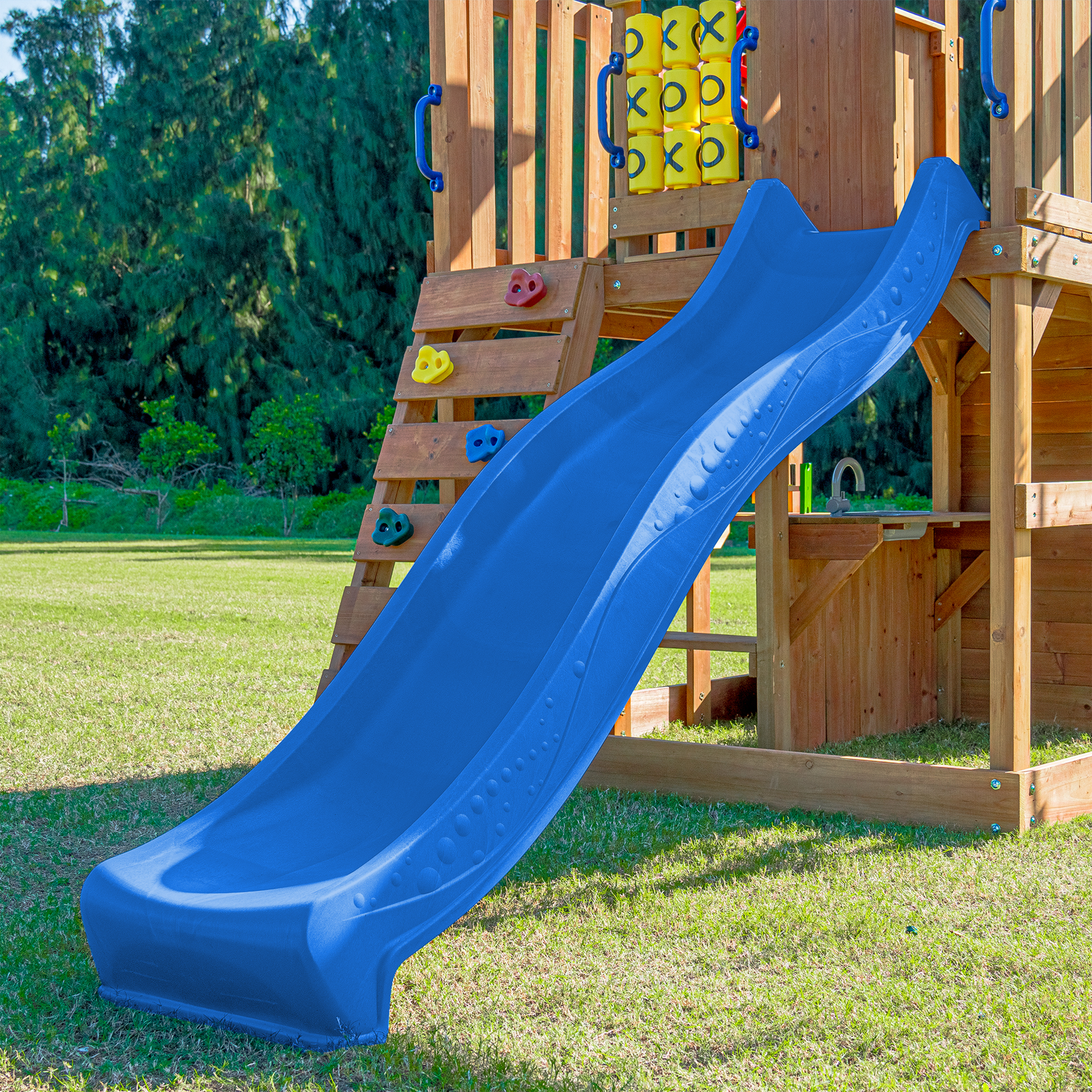 AXI Jack Climbing Frame with Double Swing and Trapeze – Blue Slide