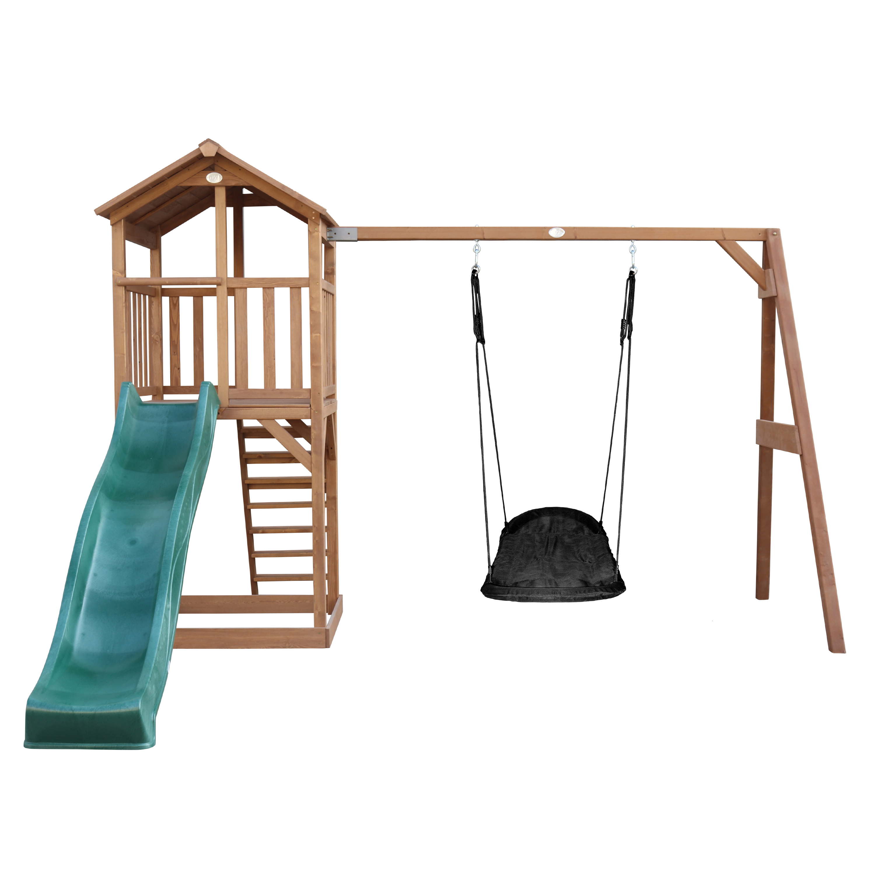 AXI Beach Tower with Roxy Nest Swing Set Brown - Green Slide