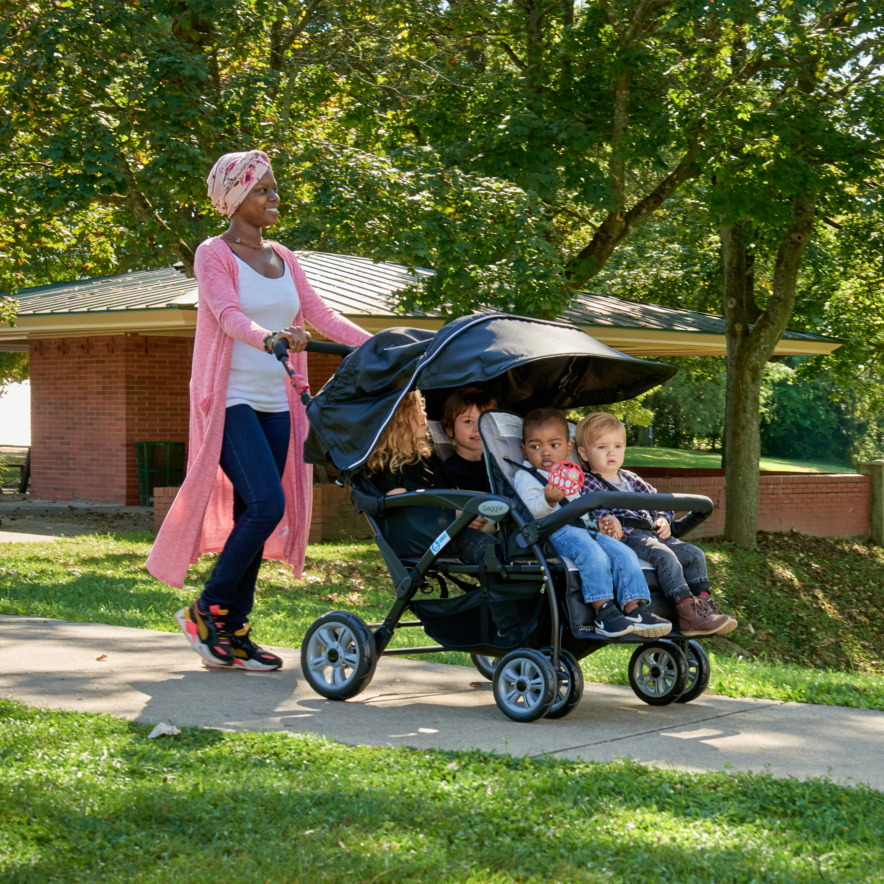 Gaggle Odyssey 4x4 Quad Stroller for 4 Children - Black-0849801001157 Gaggle Odyssey 4x4 Quad Stroller for 4 Children - Black