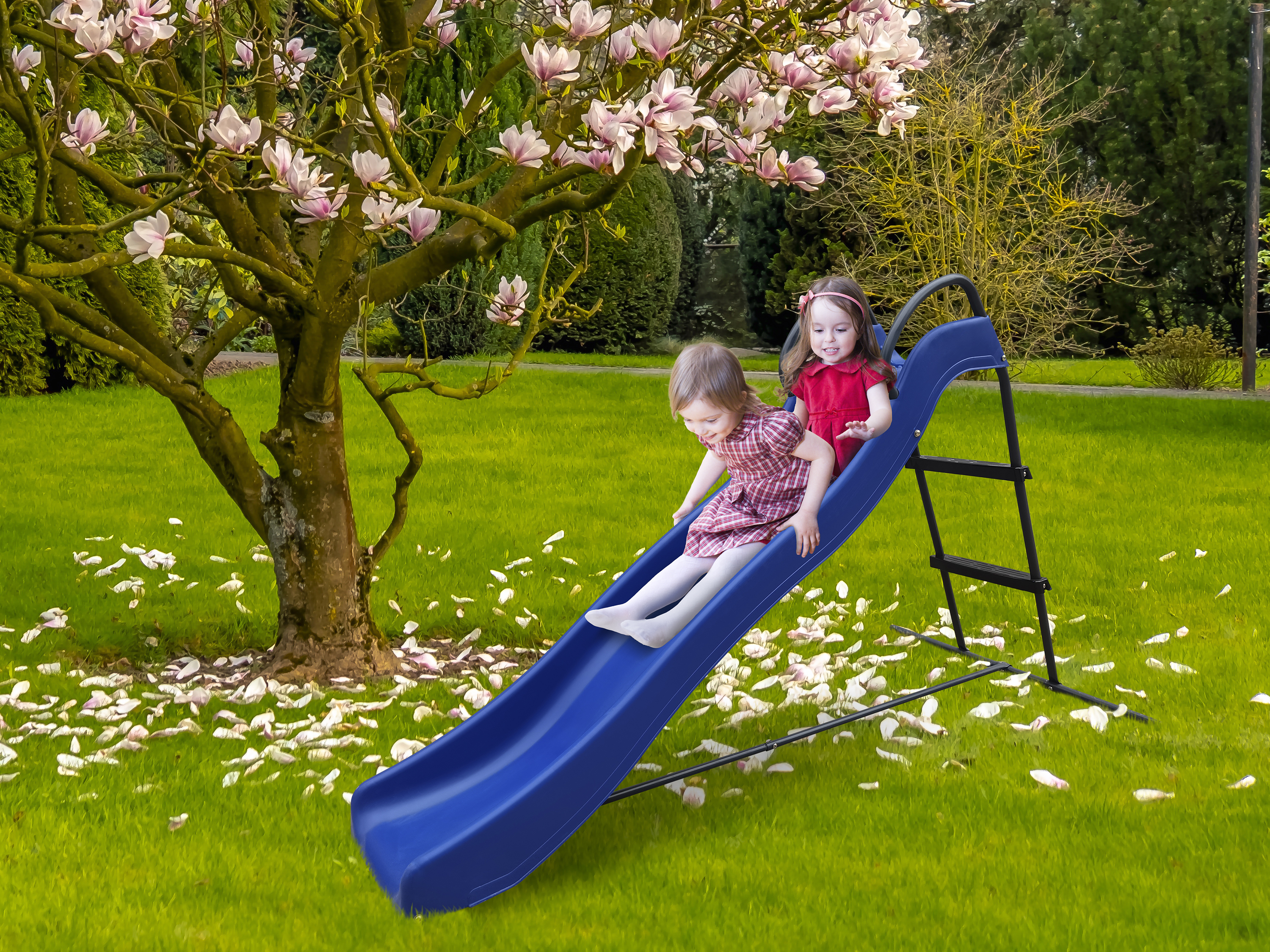 AXI Freestanding Slide with water connection 180cm - Blue/Anthracite