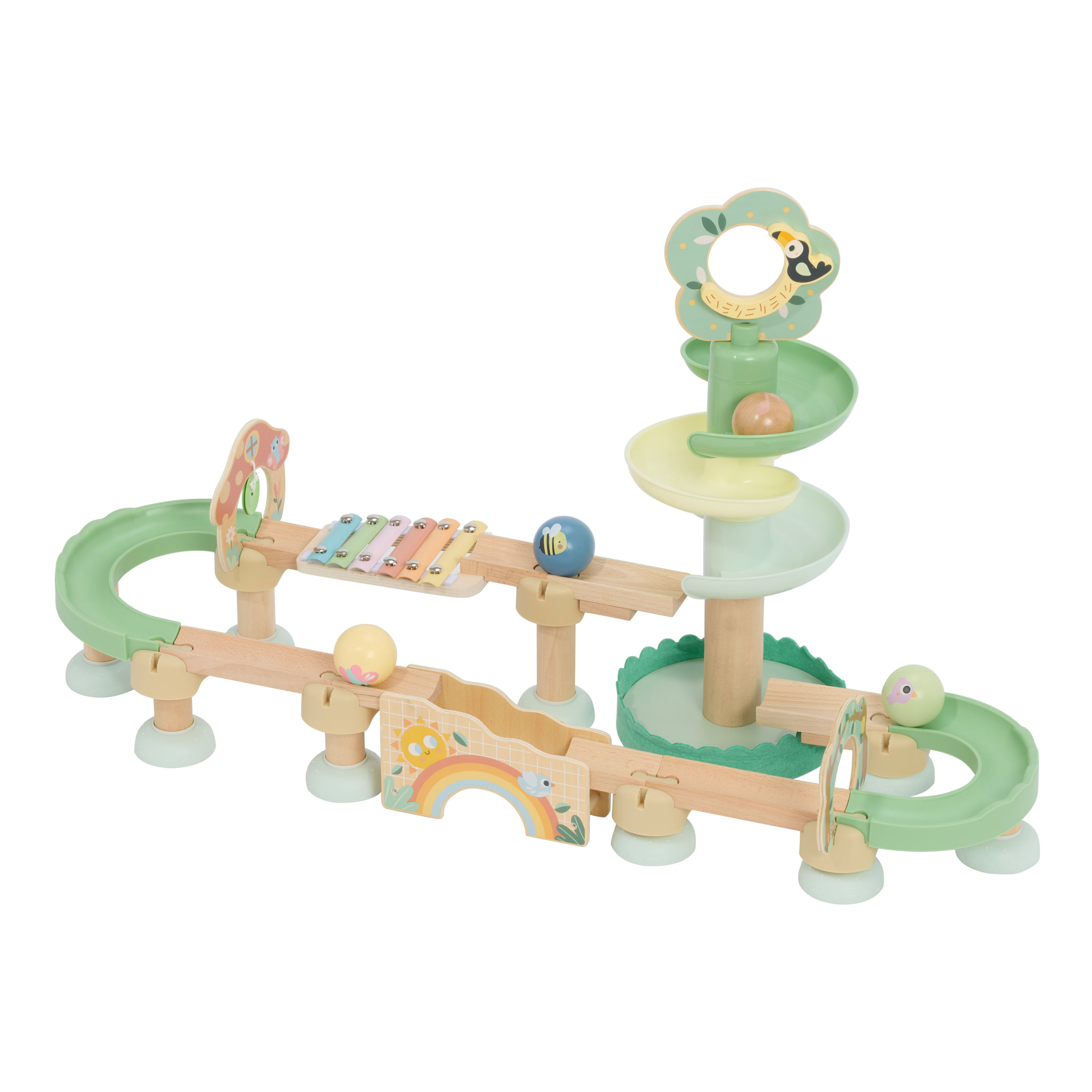 Sunny Wooden Baby Marble Track – Pastel Green