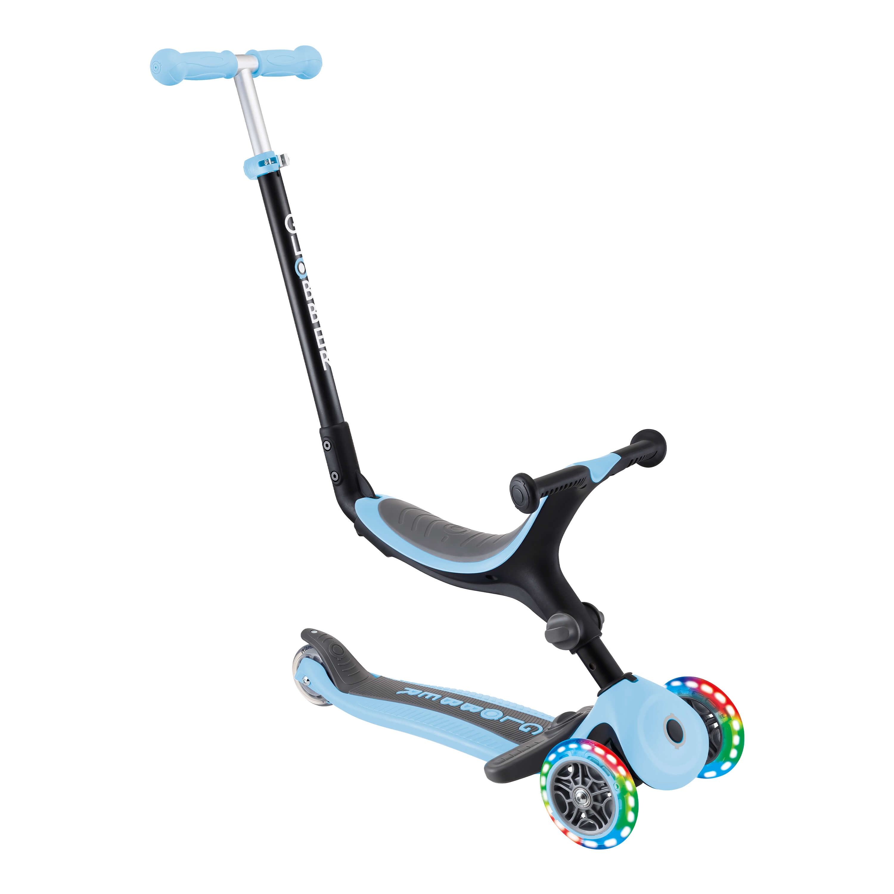 Globber Go Up Foldable Plus Lights 3-in-1 Step Pastel Blauw