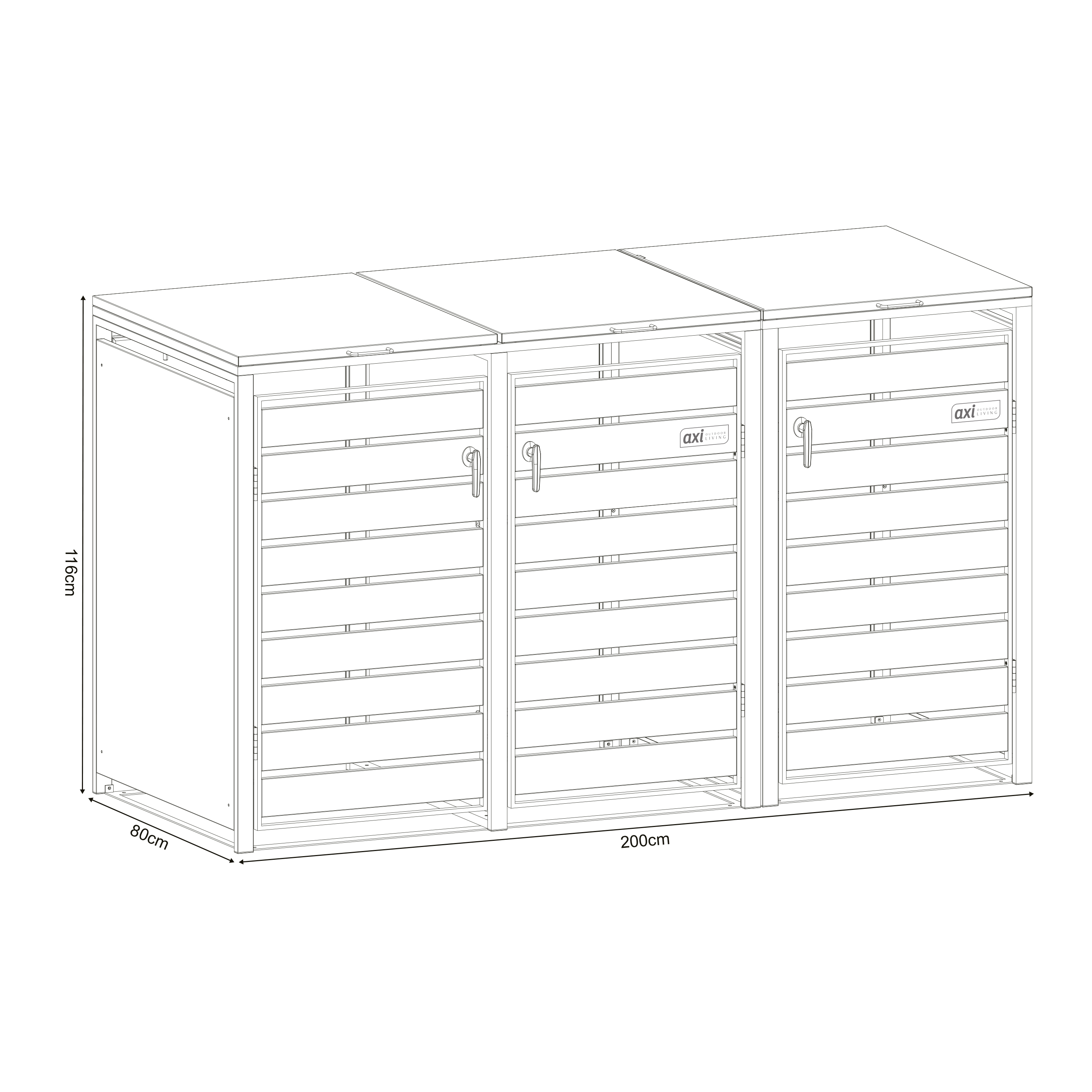 AXI Lucas Containerombouw van Metaal Antraciet/Houtlook - 3 containers
