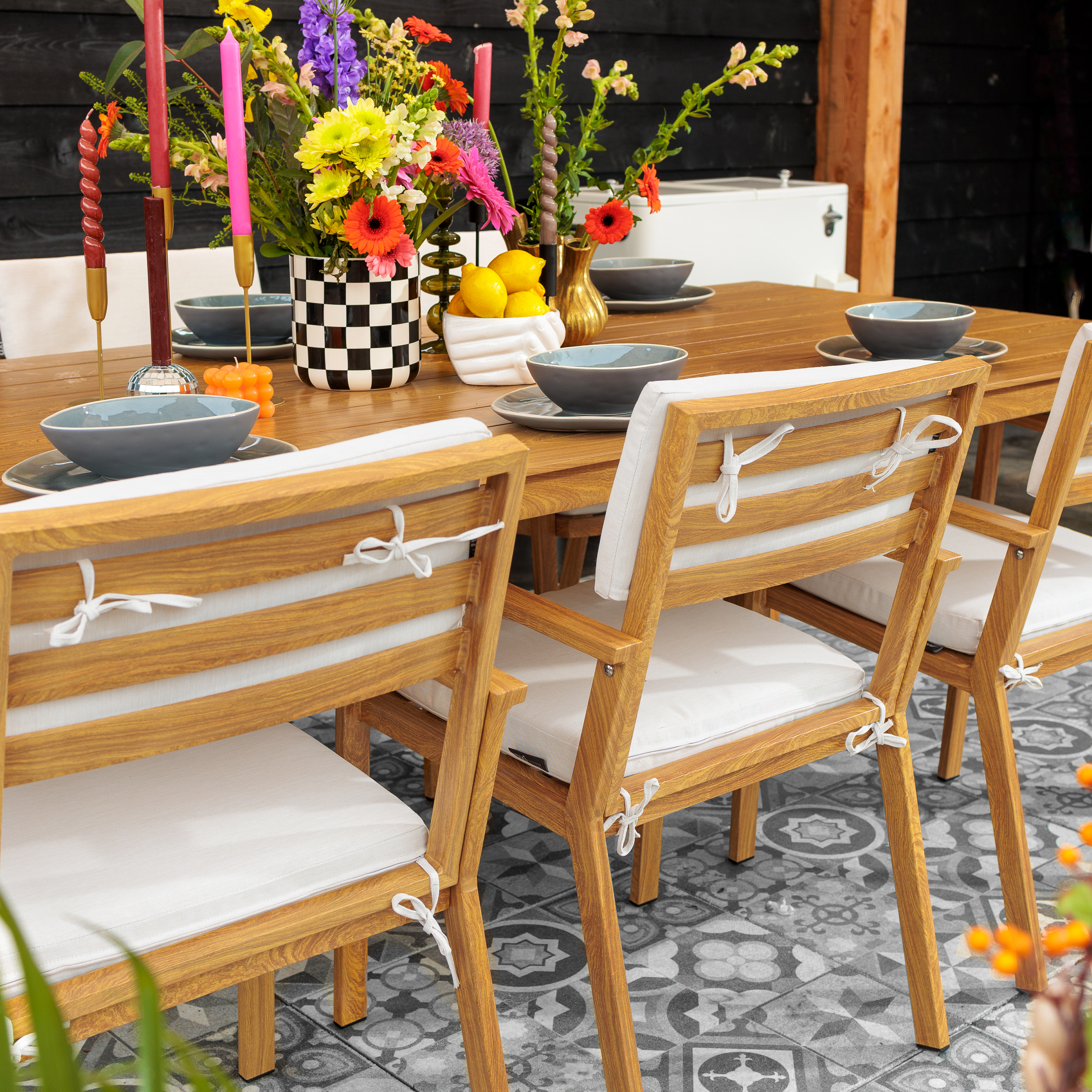 AXI Jada Garden set with 6 Chairs Wood-look/beige-8720365063954 AXI Jada Garden set with 6 Chairs Wood-look/beige