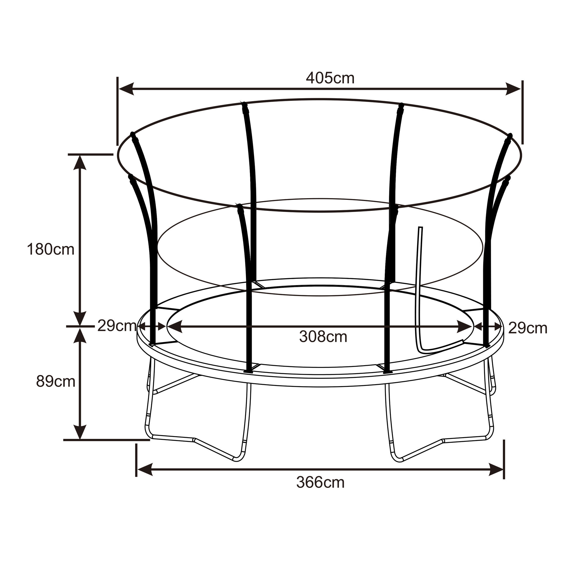 AXI Denver Trampoline 12ft - Onground - Zwart