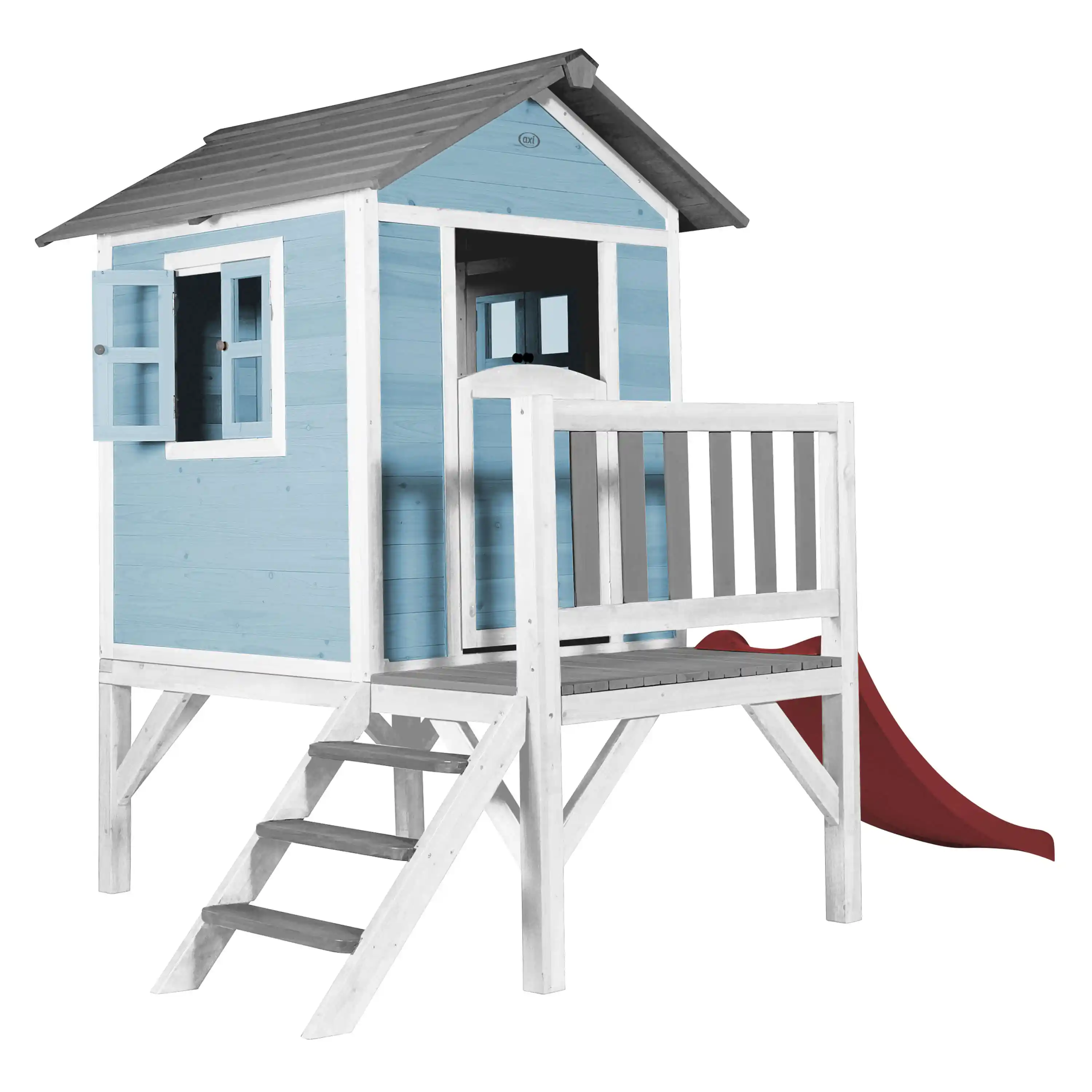 AXI Lodge XL Speelhuis Caribisch Blauw - Rode Glijbaan