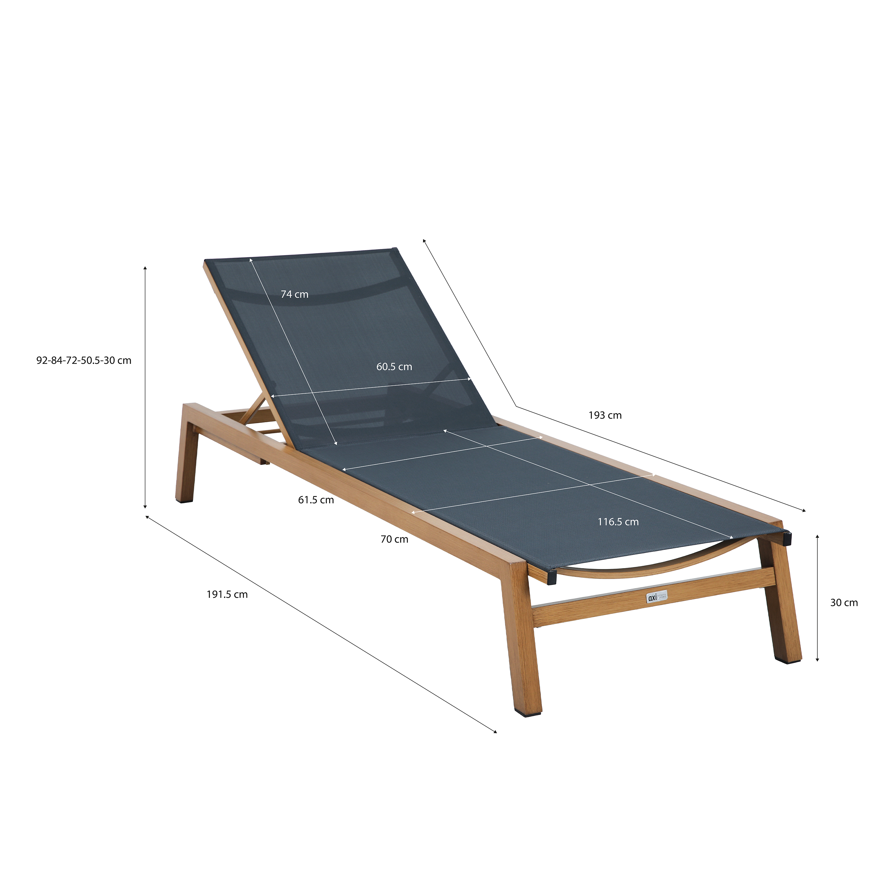 AXI Logan Ligbed Houtlook/antraciet