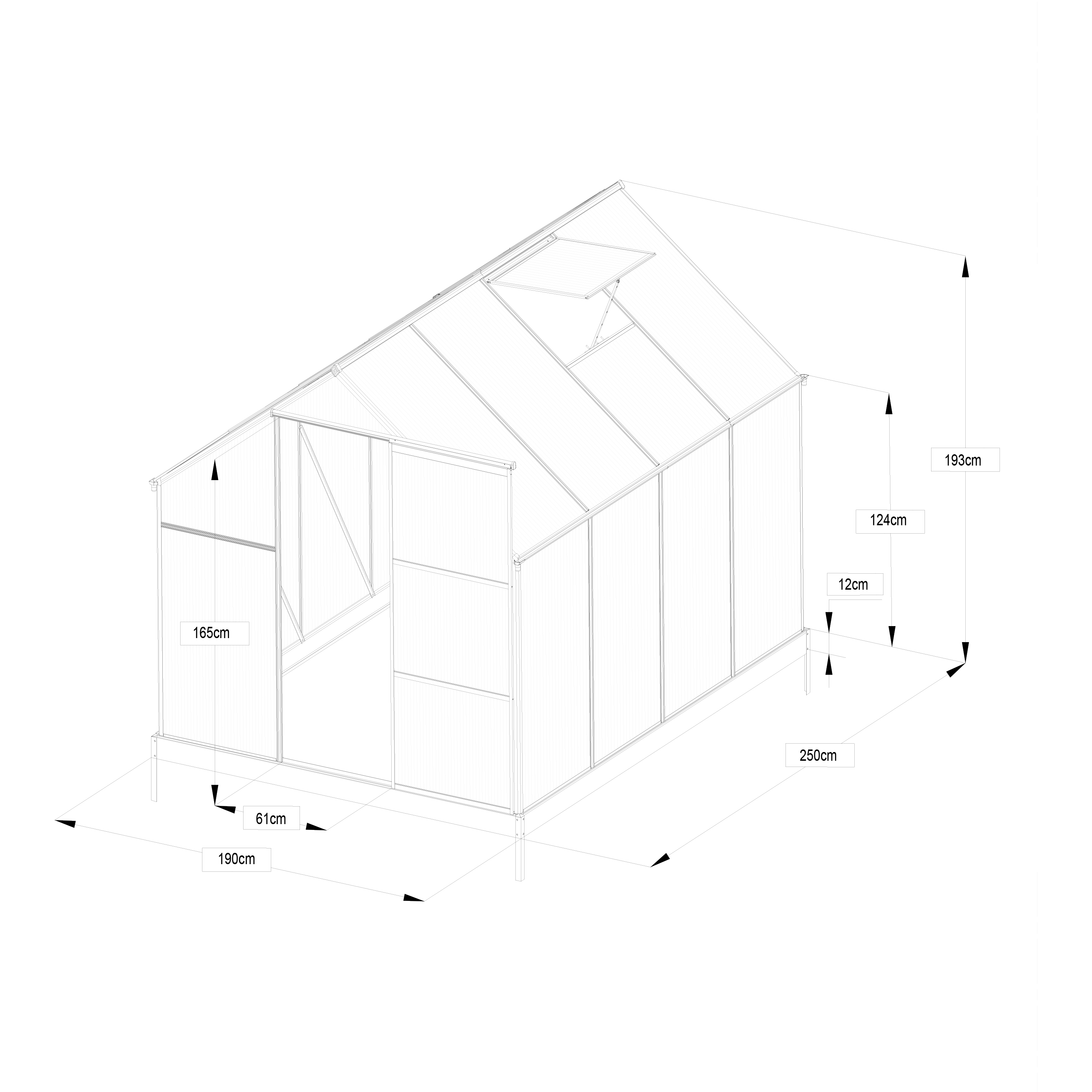 AXI Simon Greenhouse Polycarbonate - Black 250x190x207 cm