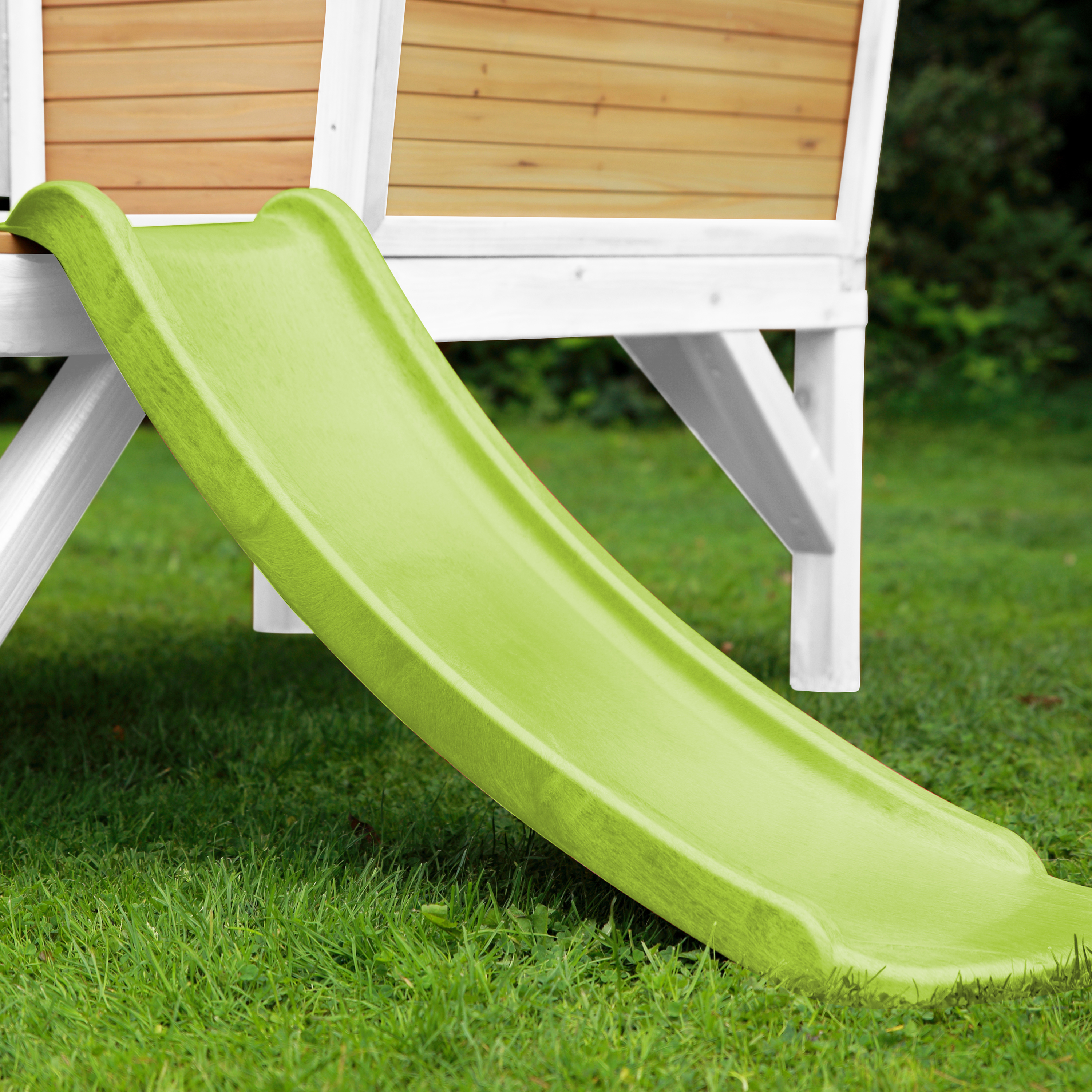 AXI Robin Playhouse Brown/White - Lime Green Slide