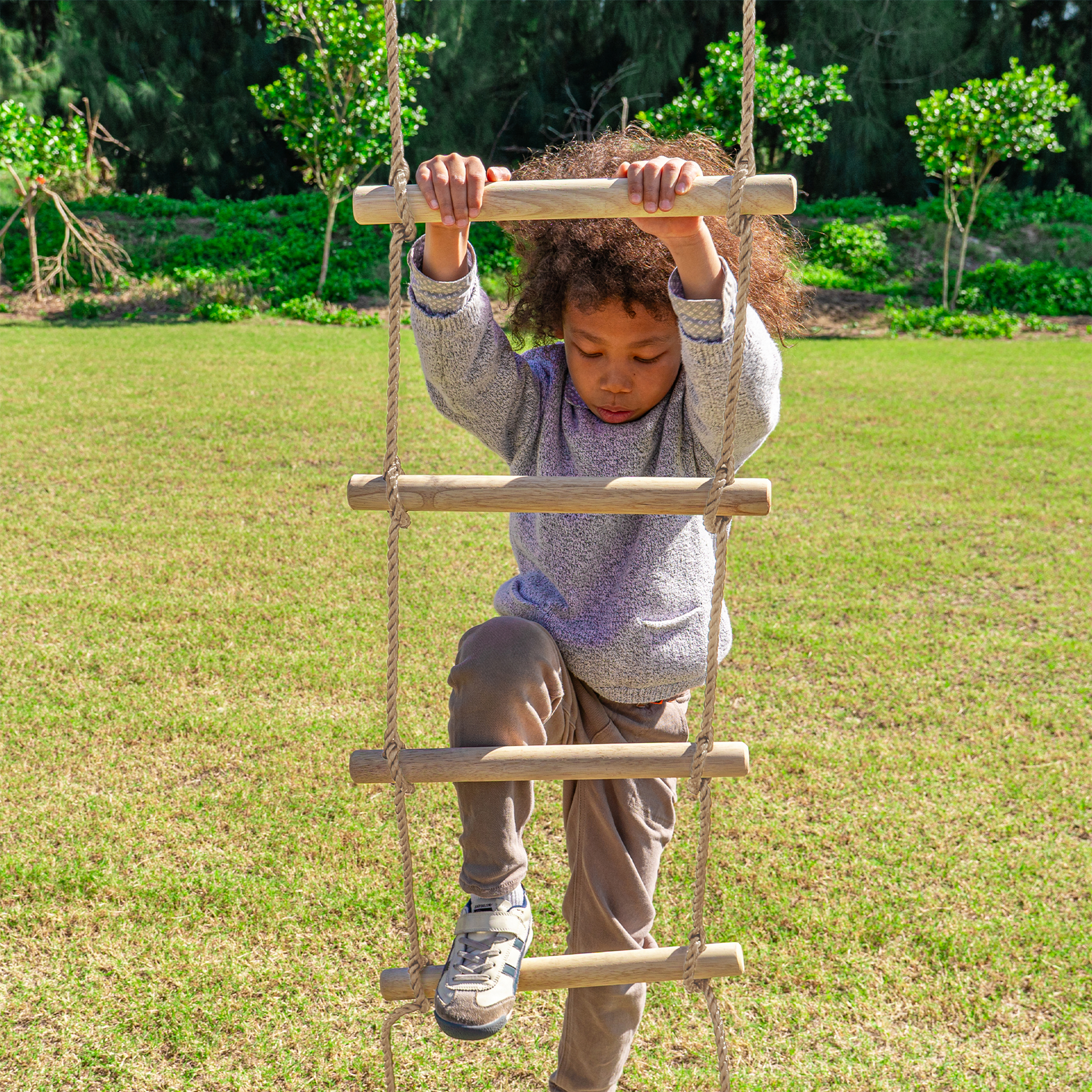 AXI Boris Wooden Playcentre with Swings. Trapeze. Climbing Nets and Monkey Bars – Purple Slide