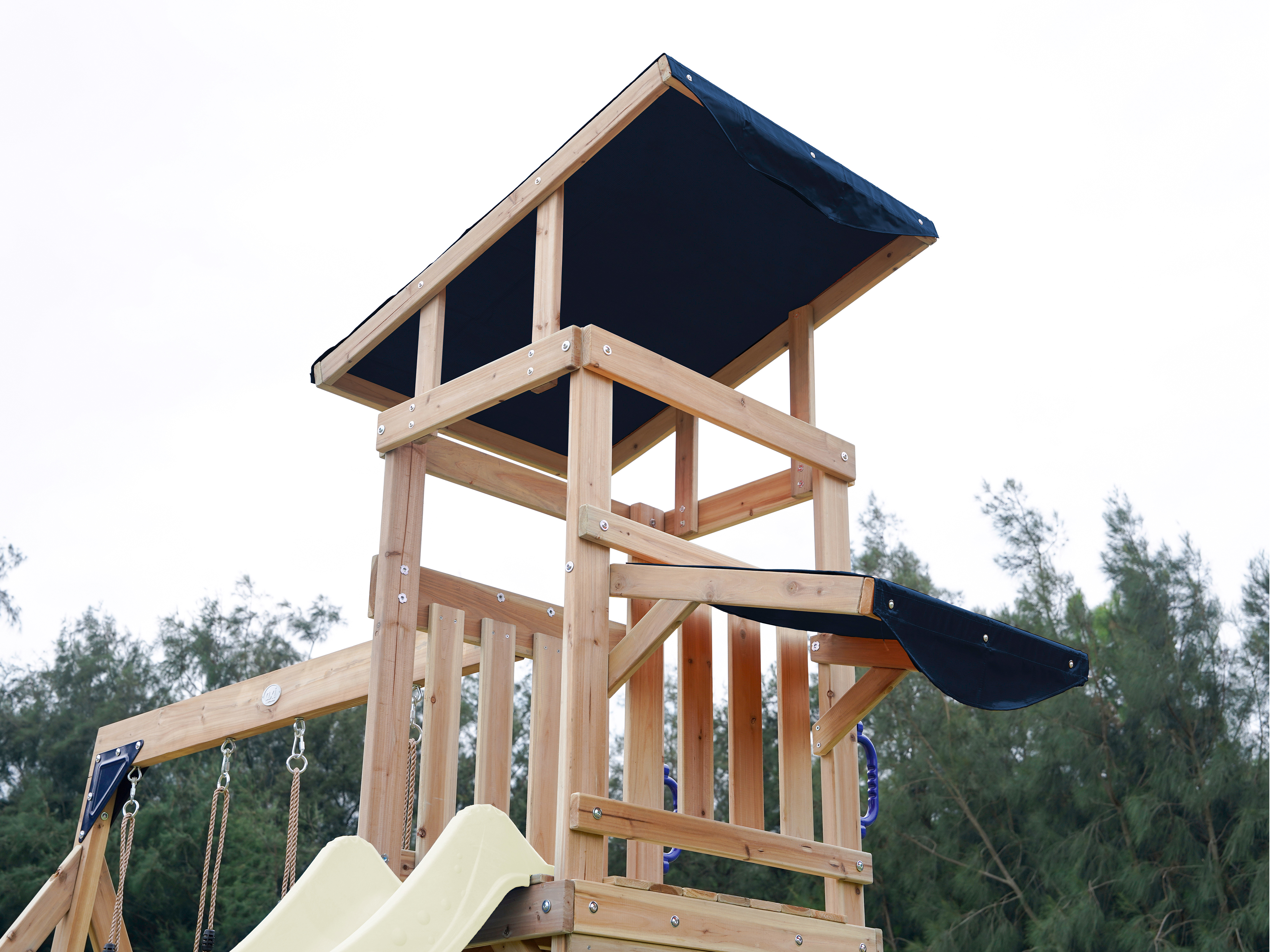 AXI Malik Climbing Frame with Double Swing Set - Cream Slide
