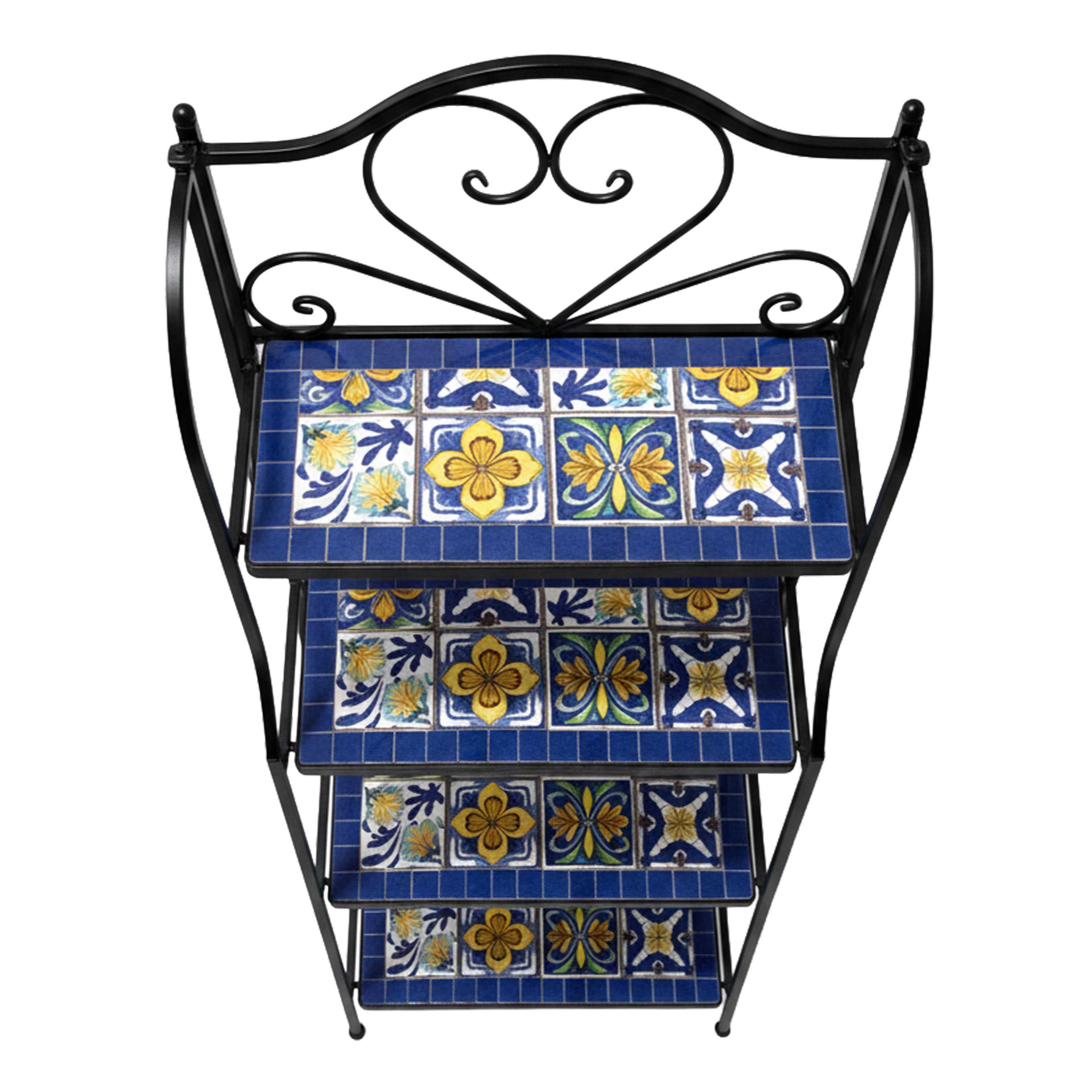 AXI Cleo Metal Plant Stand Mosaic Mediterranean Style – Blue/Yellow