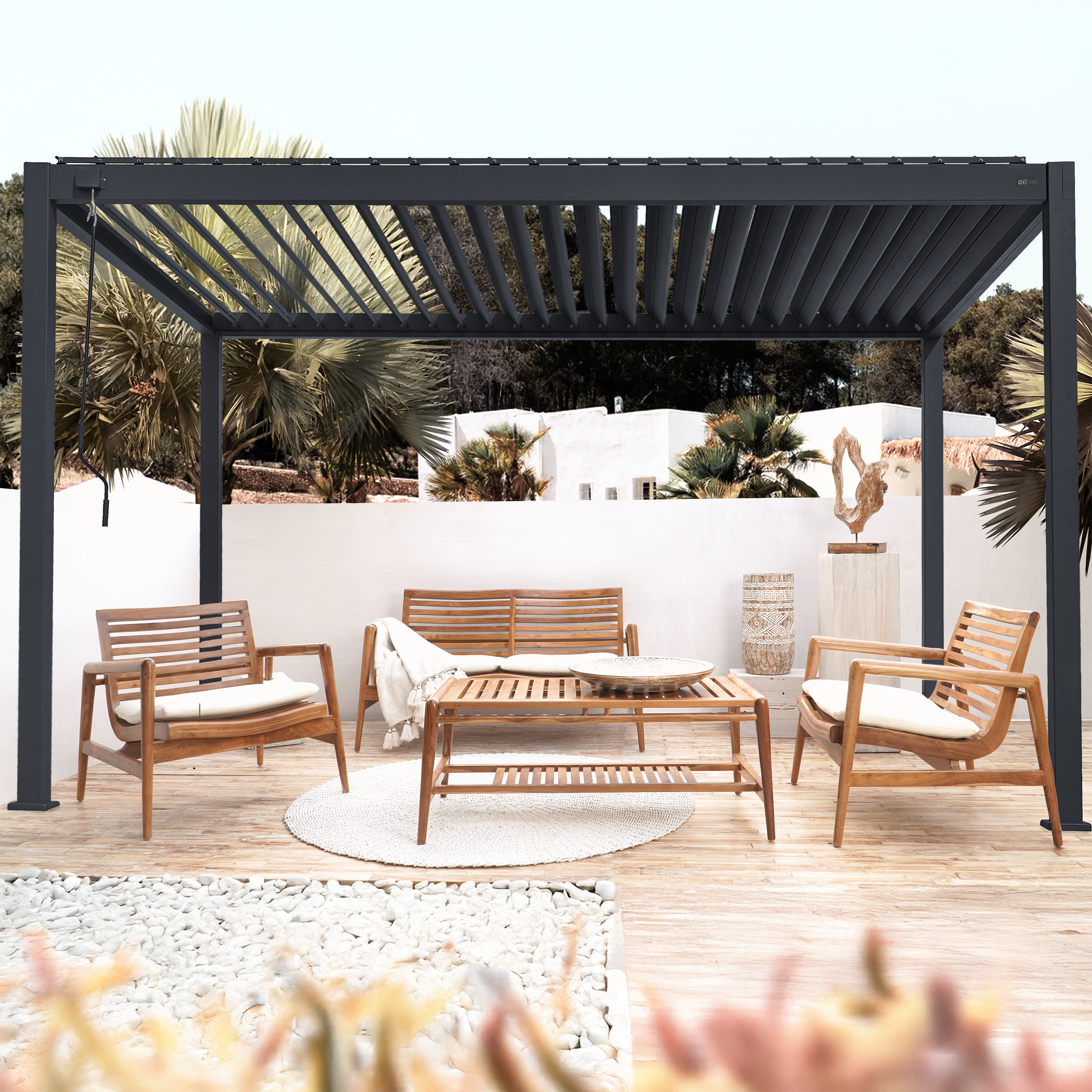 AXI Raya Aluminium Pergola 300 x 400 cm Anthracite-8720365066061 AXI Raya Aluminium Pergola 300 x 400 cm Anthracite
