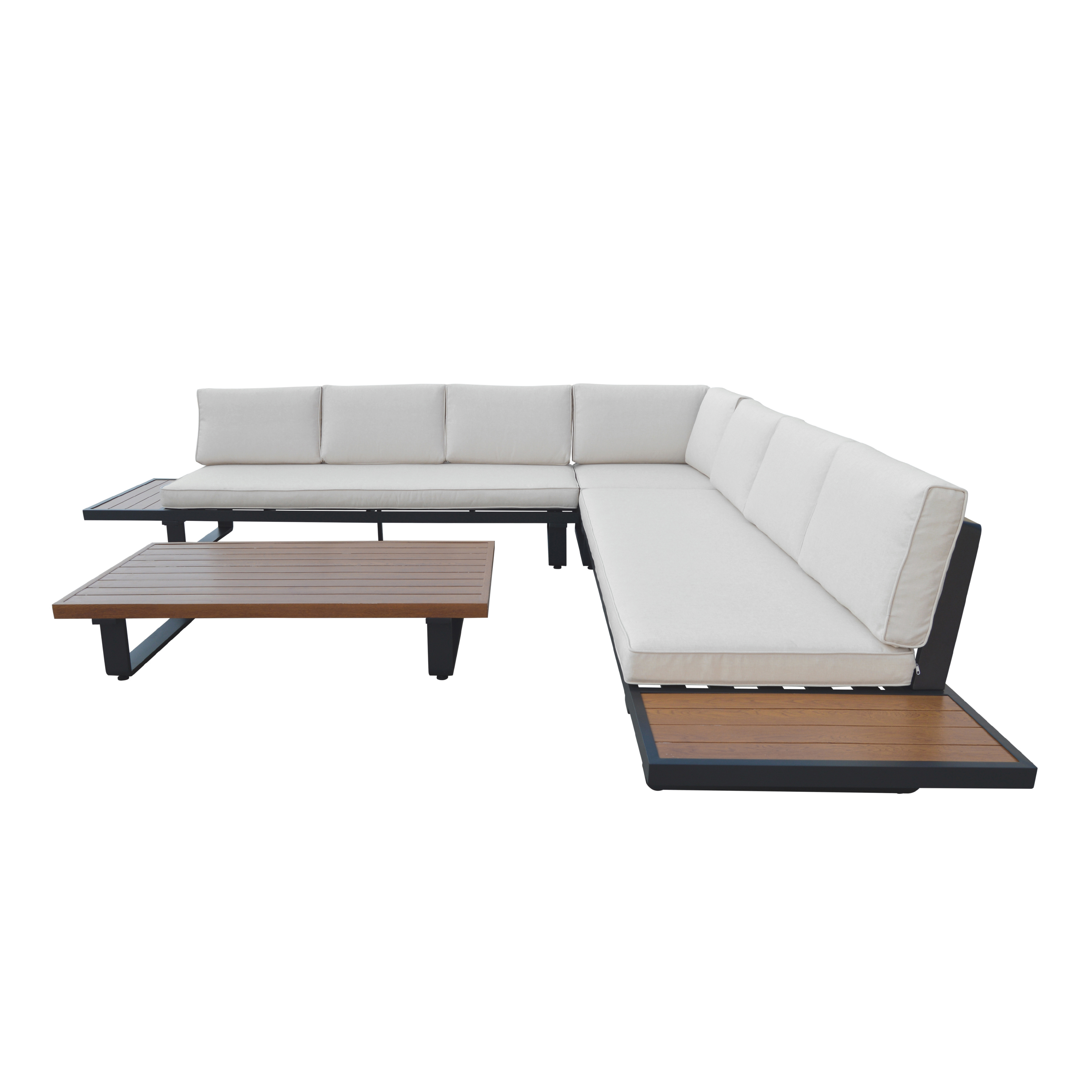 AXI Elin Lounge Set with Side Tables Anthracite with Wood-Look-8720365064128 AXI Elin Lounge Set with Side Tables Anthracite with Wood-Look