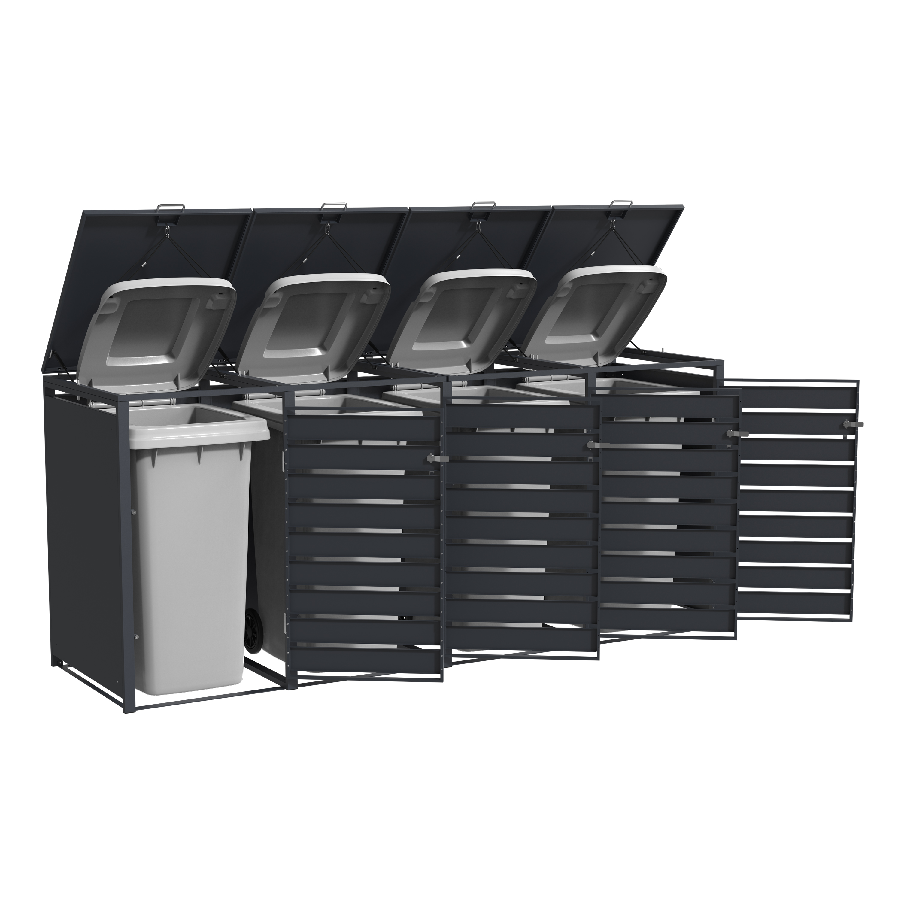 AXI Lucas Metal Garbage Bin Shed Anthracite - 4 Garbage Bins