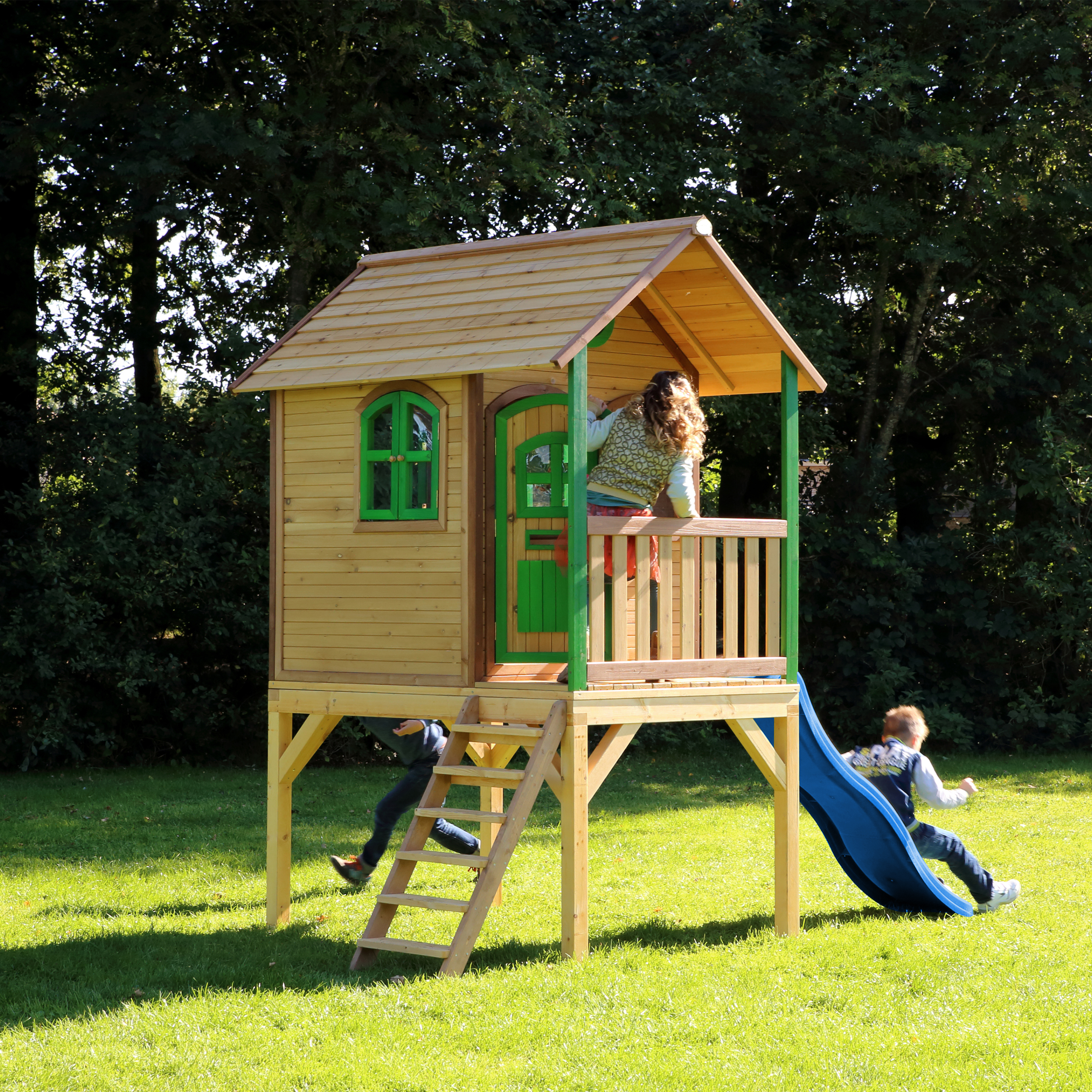 AXI Laura Playhouse Brown/green - Blue Slide