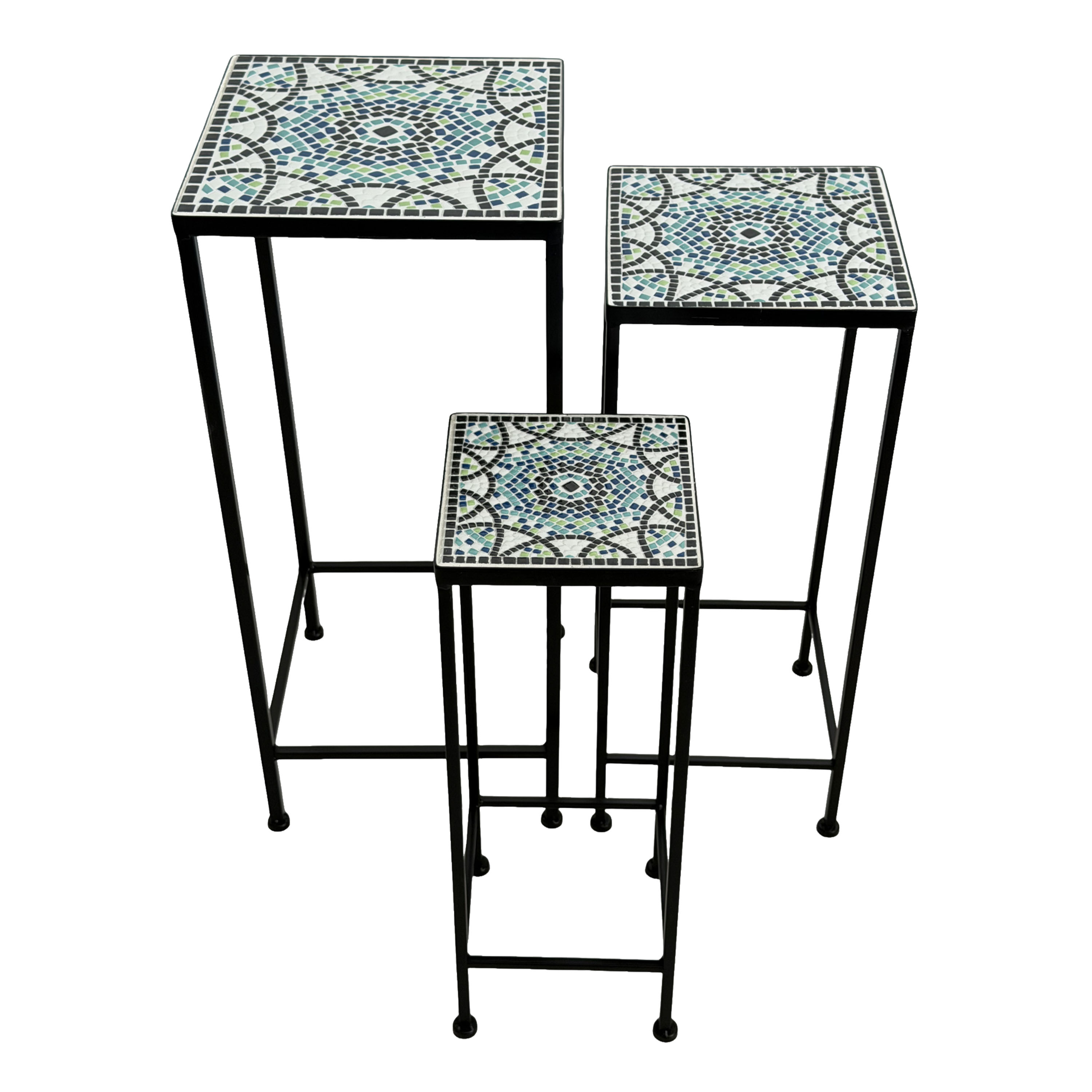 AXI Eline Mosaic Plant Table Square Multicolor – Set of 3