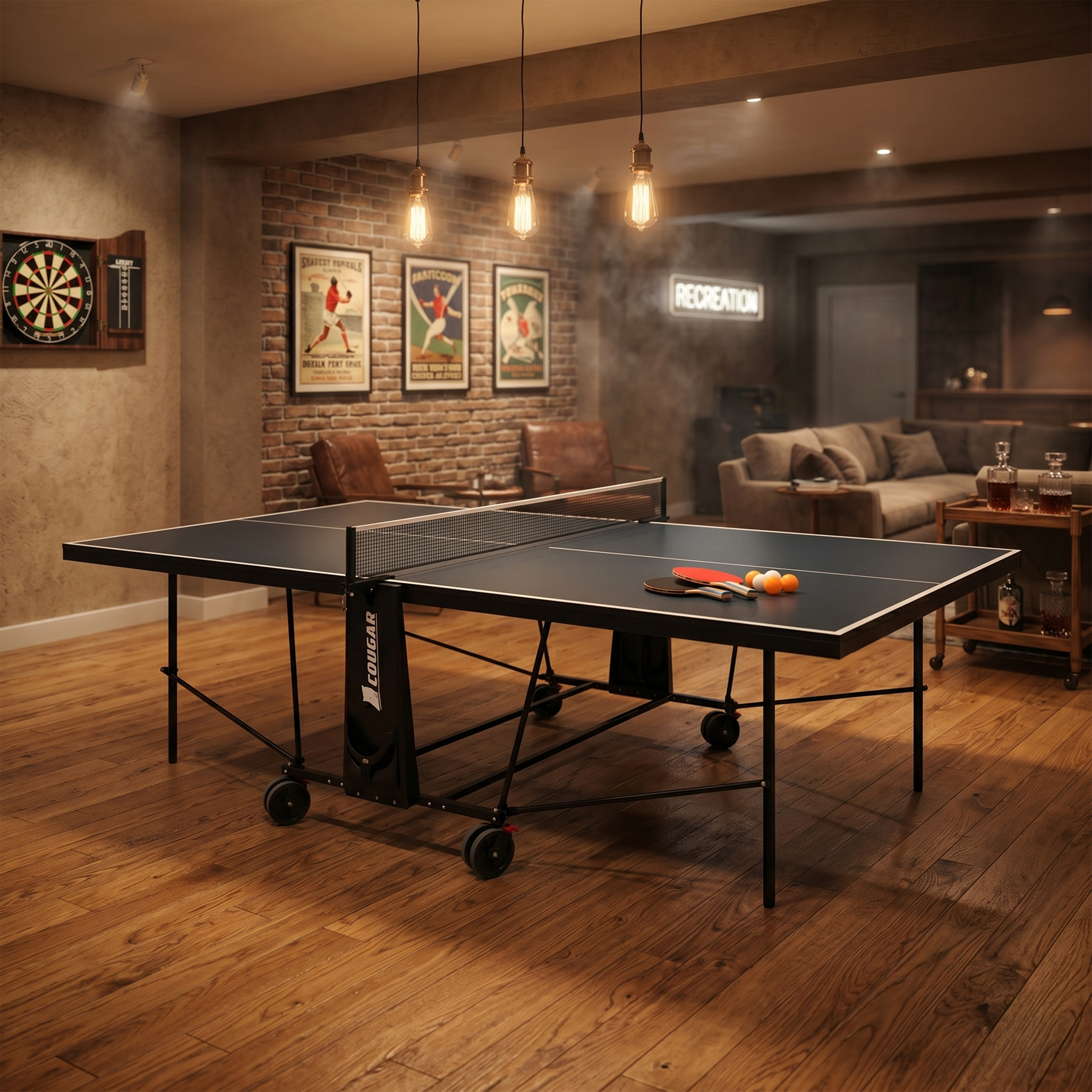 Cougar Table Tennis Table Plus 2800 Indoor Foldable - Grey