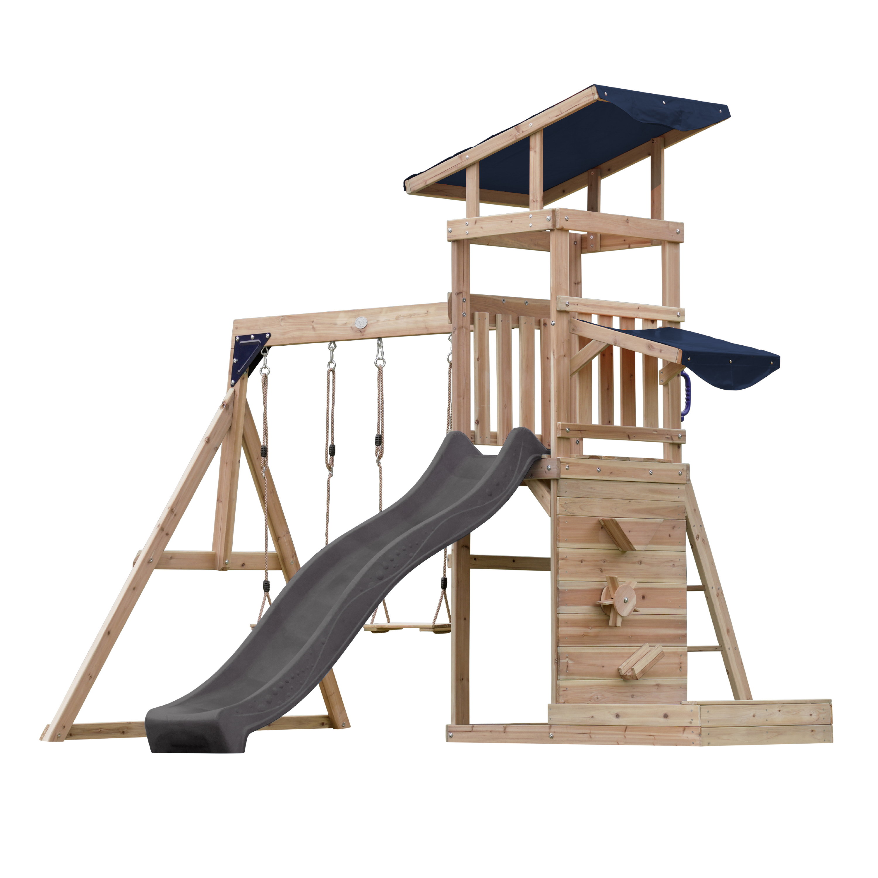 AXI Malik Play Set with Double Swing Brown - Grey Slide 