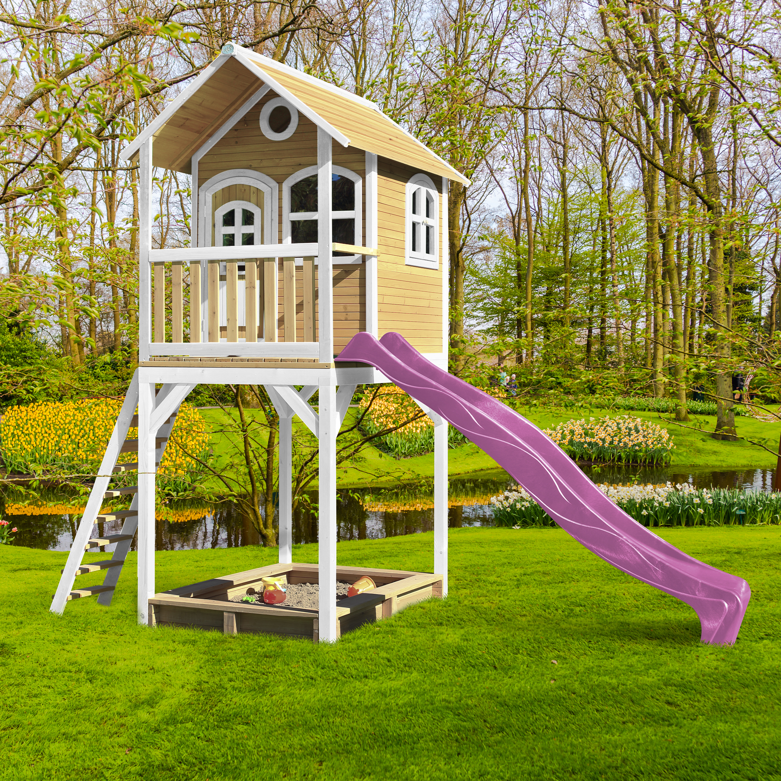 AXI Romy Playhouse Brown/White - Purple Slide