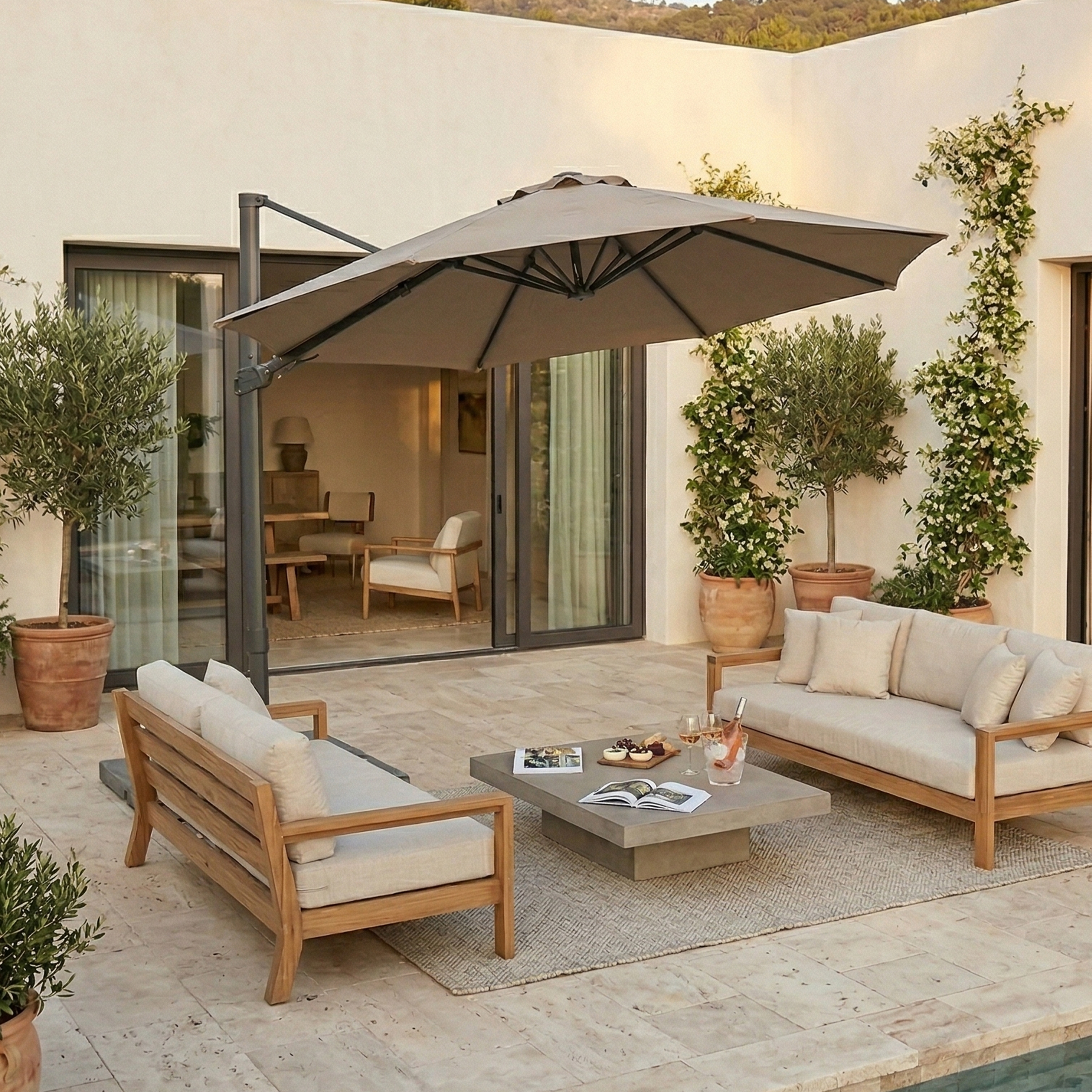 AXI Solis Cantilever Parasol Ø 300cm Anthracite/Taupe